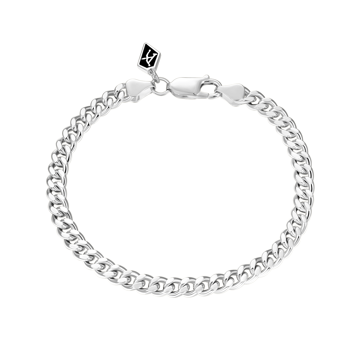 Bracciale a marcia micro cubano Miami da 5 mm - oro bianco