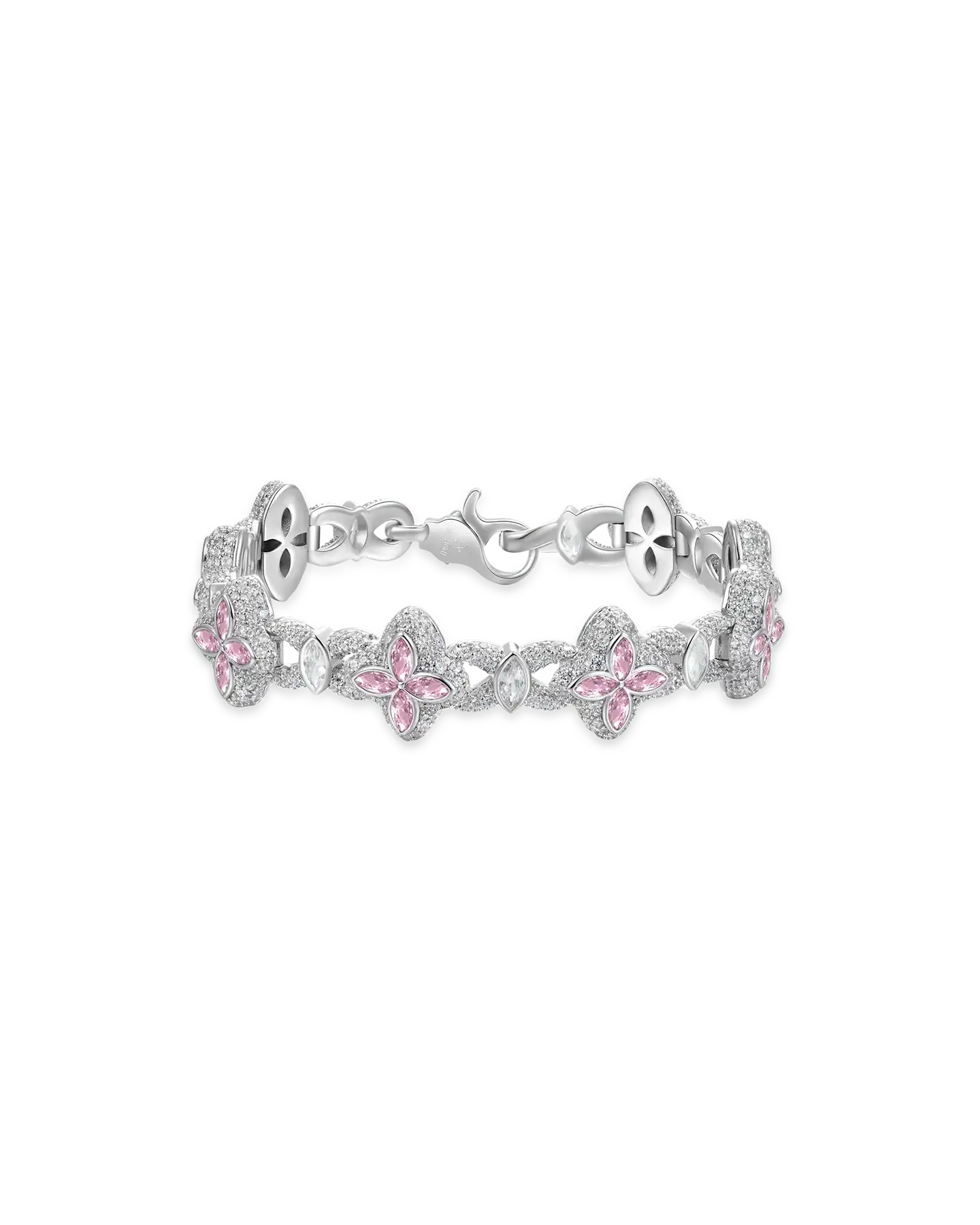 Moissanite Luminous Clover Bracelet - Pink Diamond