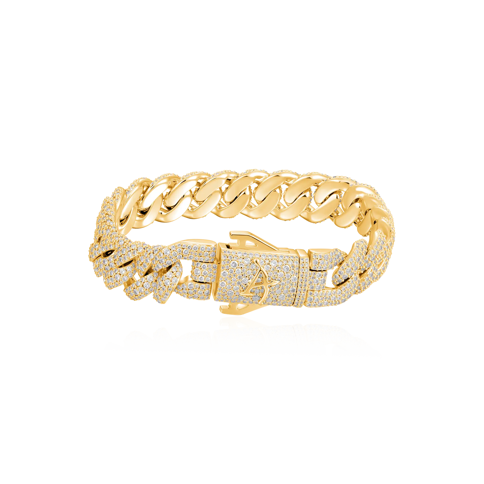 Moissanite Round Cut Cuban Link Bracelet - 12mm
