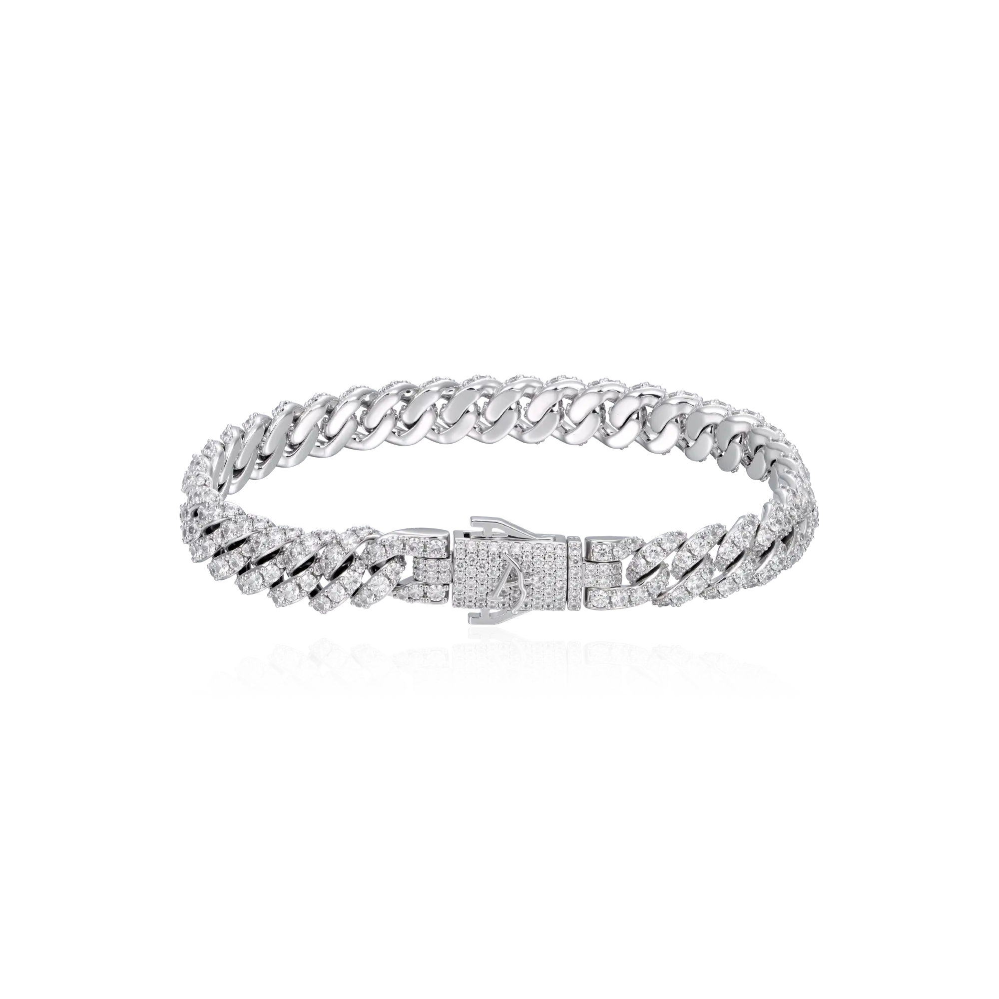 Women's Micro Round Cut Cuban Link Bracelet - 8mm
