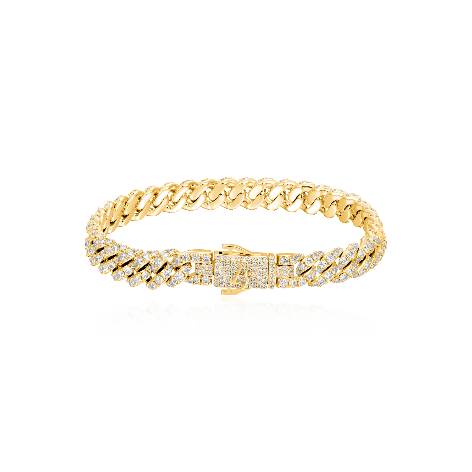 Women's Micro Round Cut Cuban Link Bracelet - 8mm