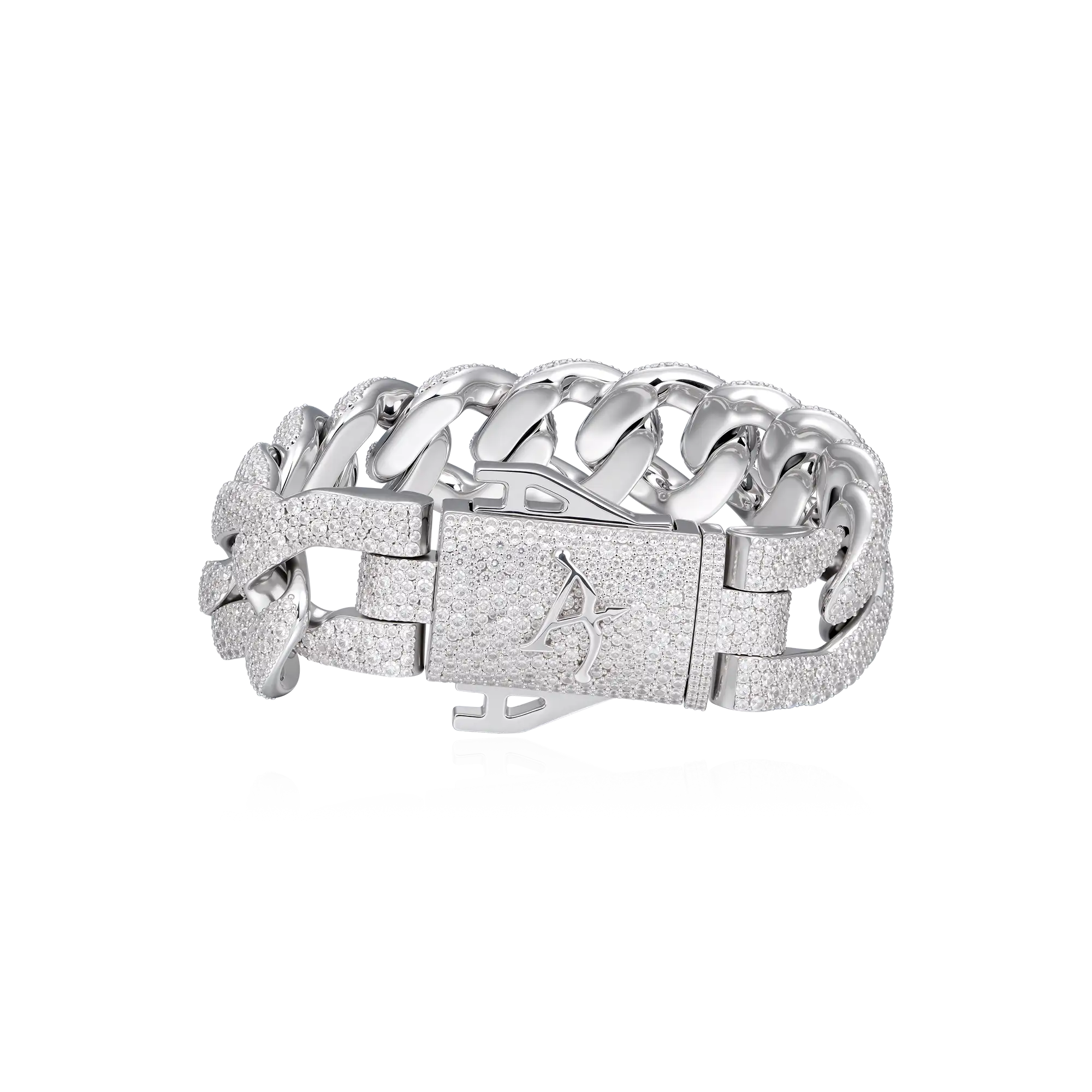 Moissanite Round Cut Cuban Link Bracelet - 19mm
