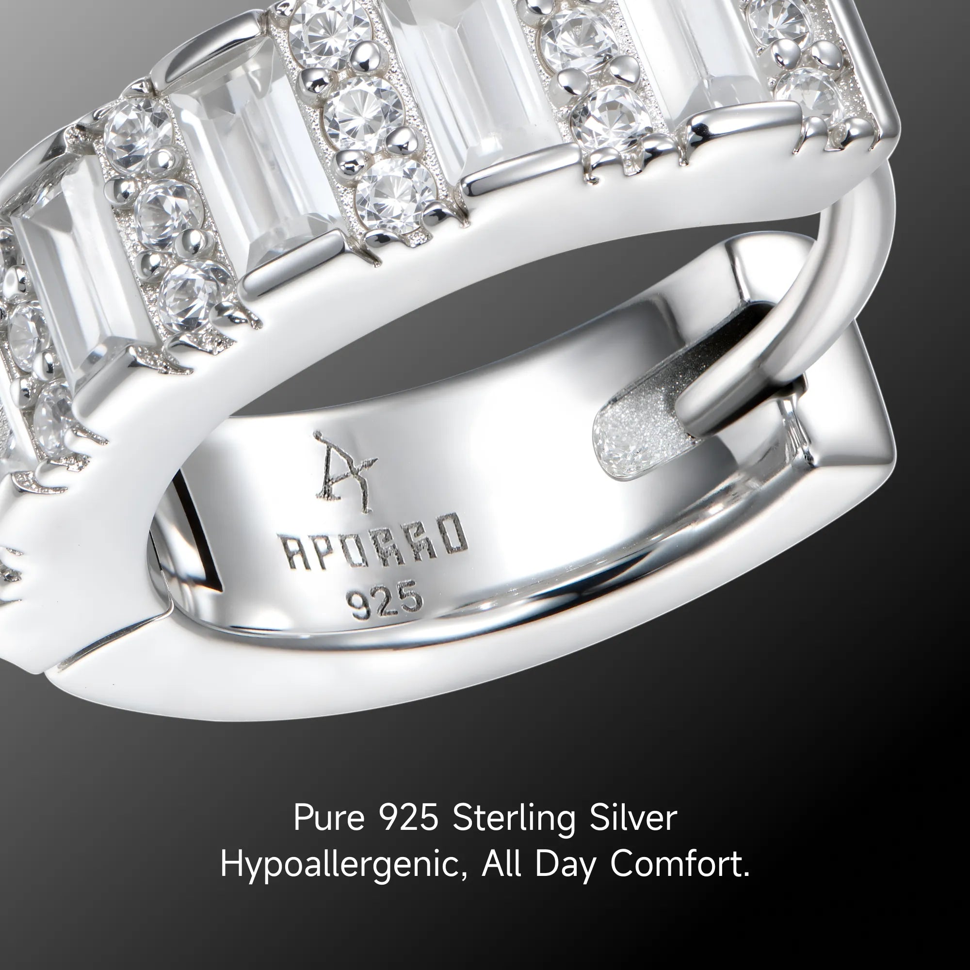 S925 Baguettes Hoop Earring