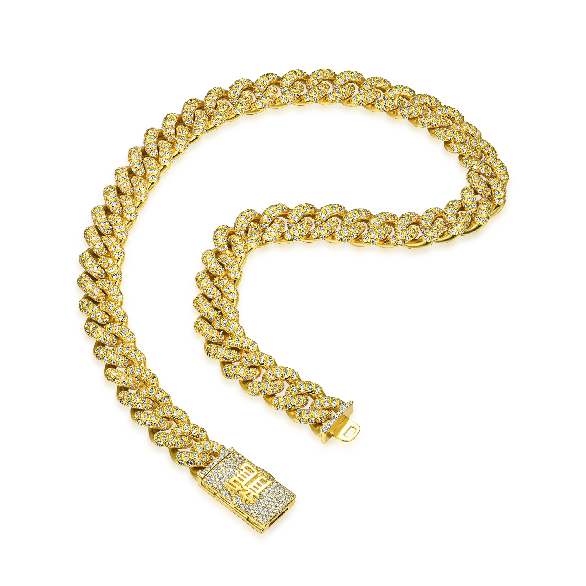 Wong Dragon Box Broche Cadena cubana - 15 mm