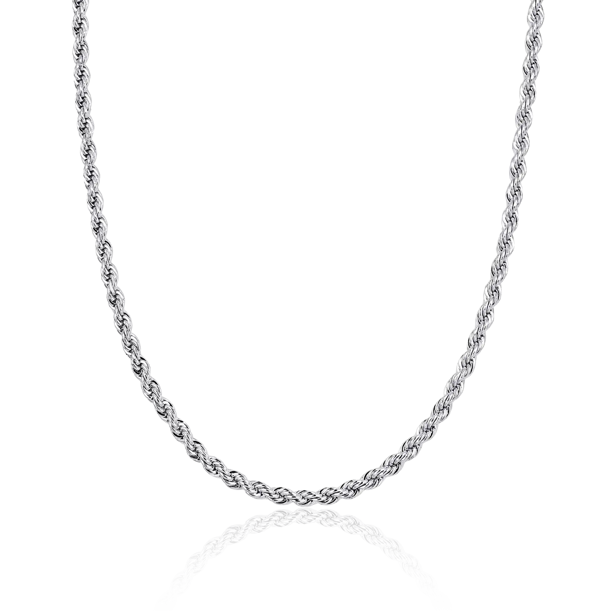 Cadena de cuerda en oro blanco - 3.5 mm