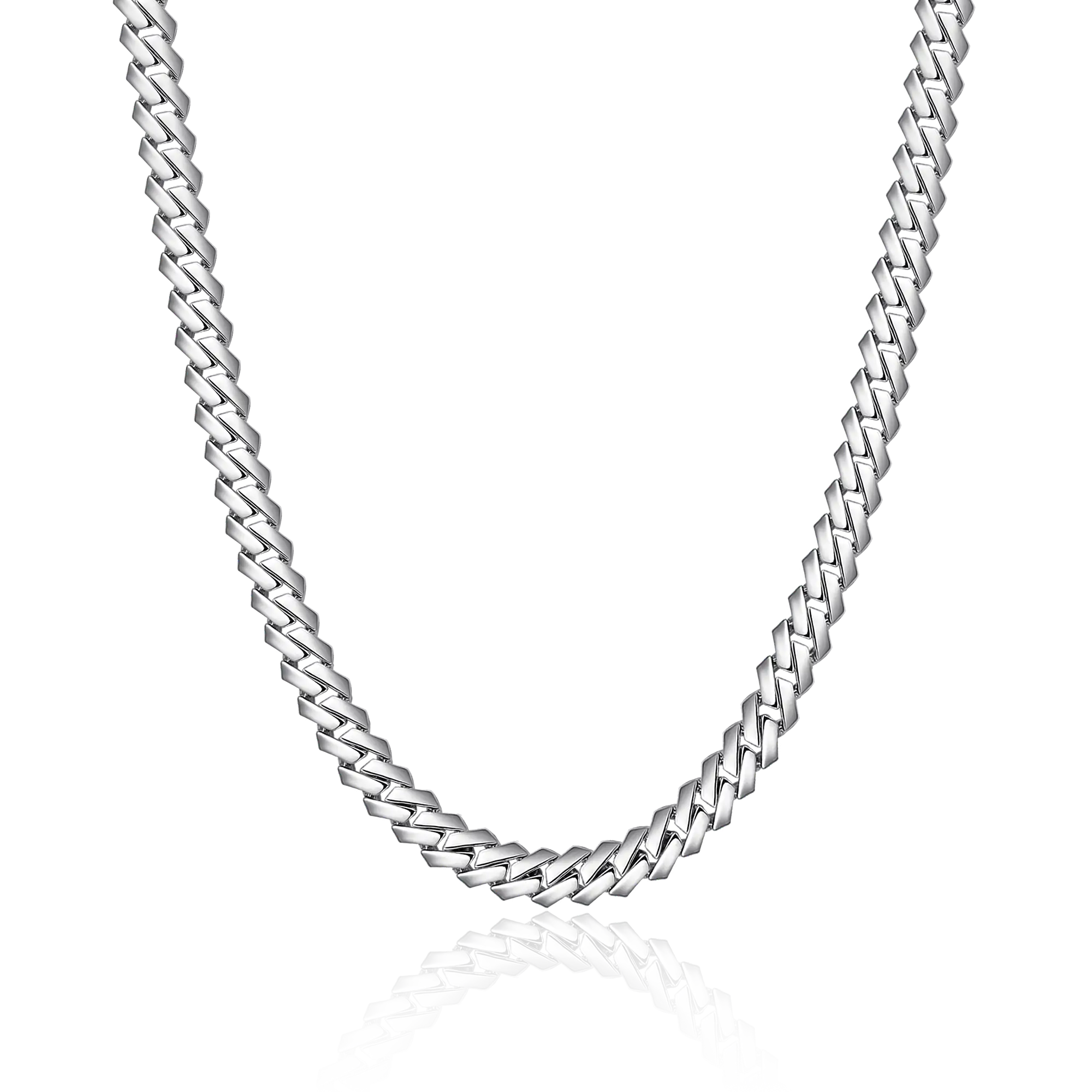 Plain Gold Prong Cuban Link Chain - 8mm