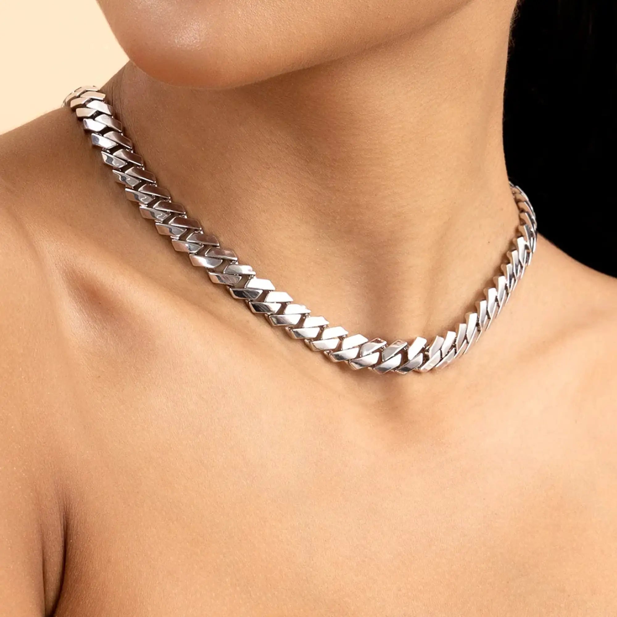 MOISSANITE Plain Gold Prong Cuba Cuban Link Chain - 10 mm