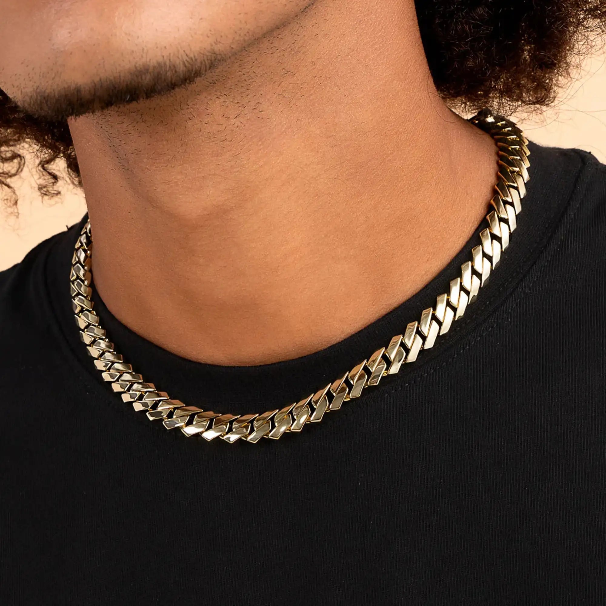MOISSANITE Plain Gold Prong Cuba Cuban Link Chain - 10 mm