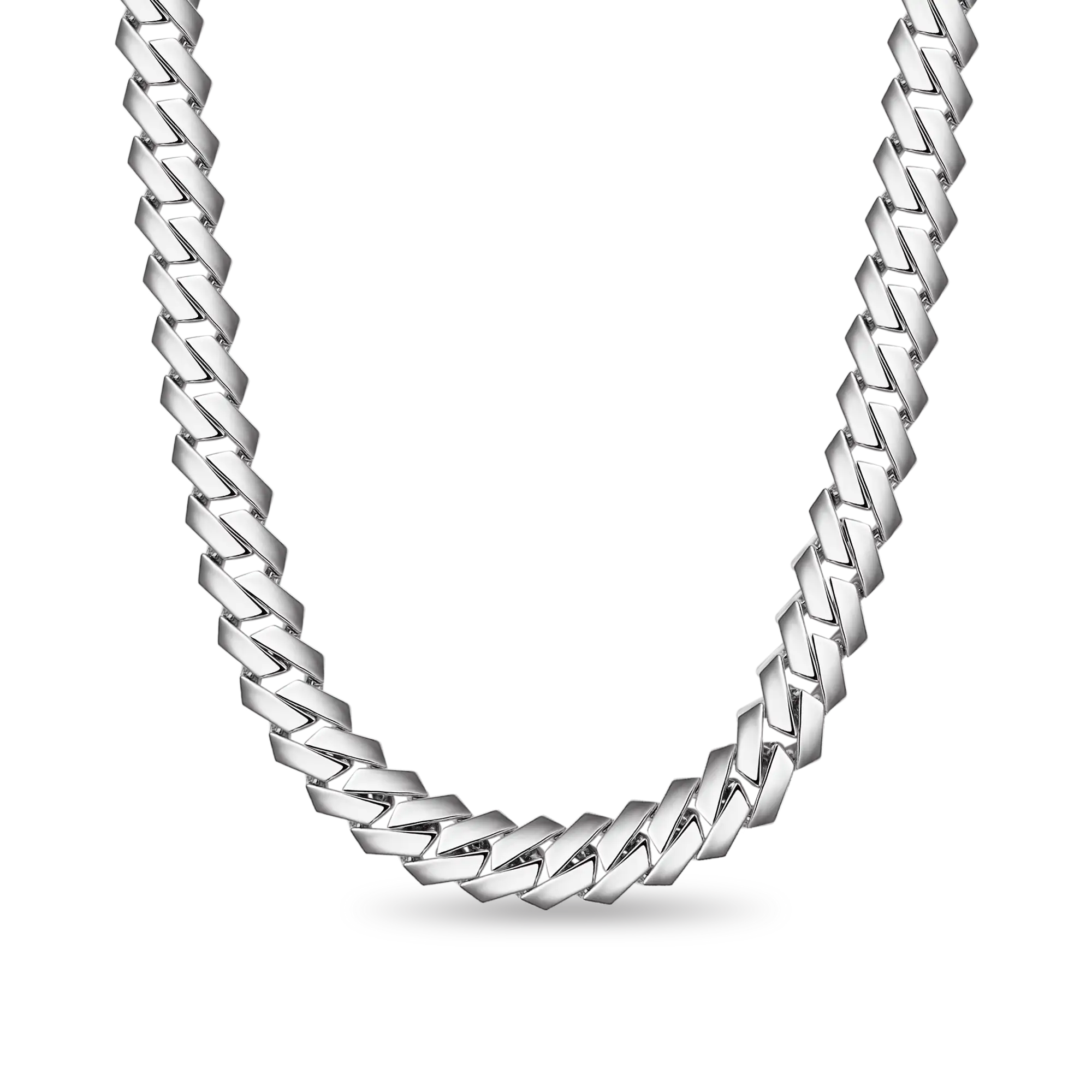 MOISSANITE Plain Gold Prong Cuba Cuban Link Chain - 15 mm