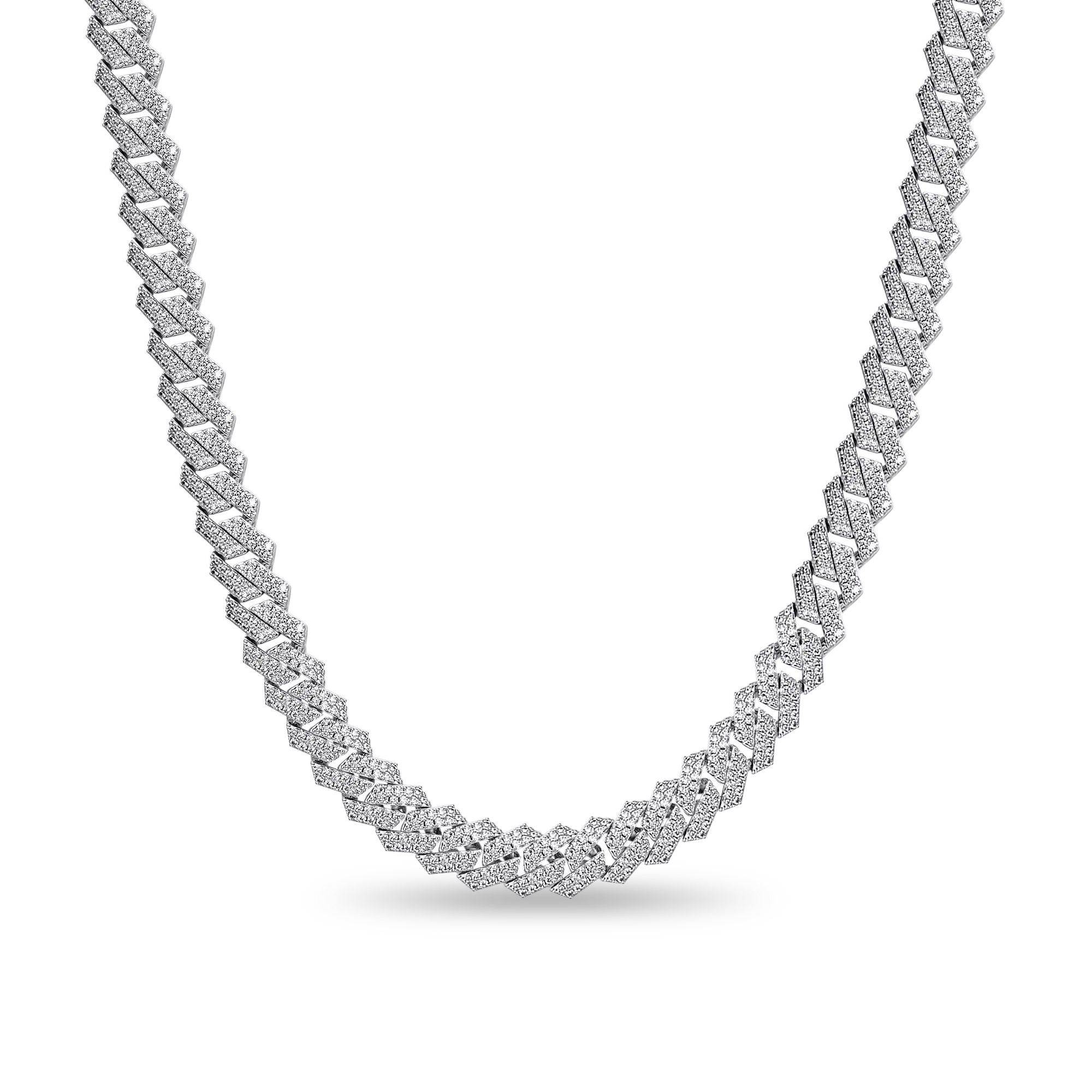 Round Cut Prong Cuban Link Chain - 10mm