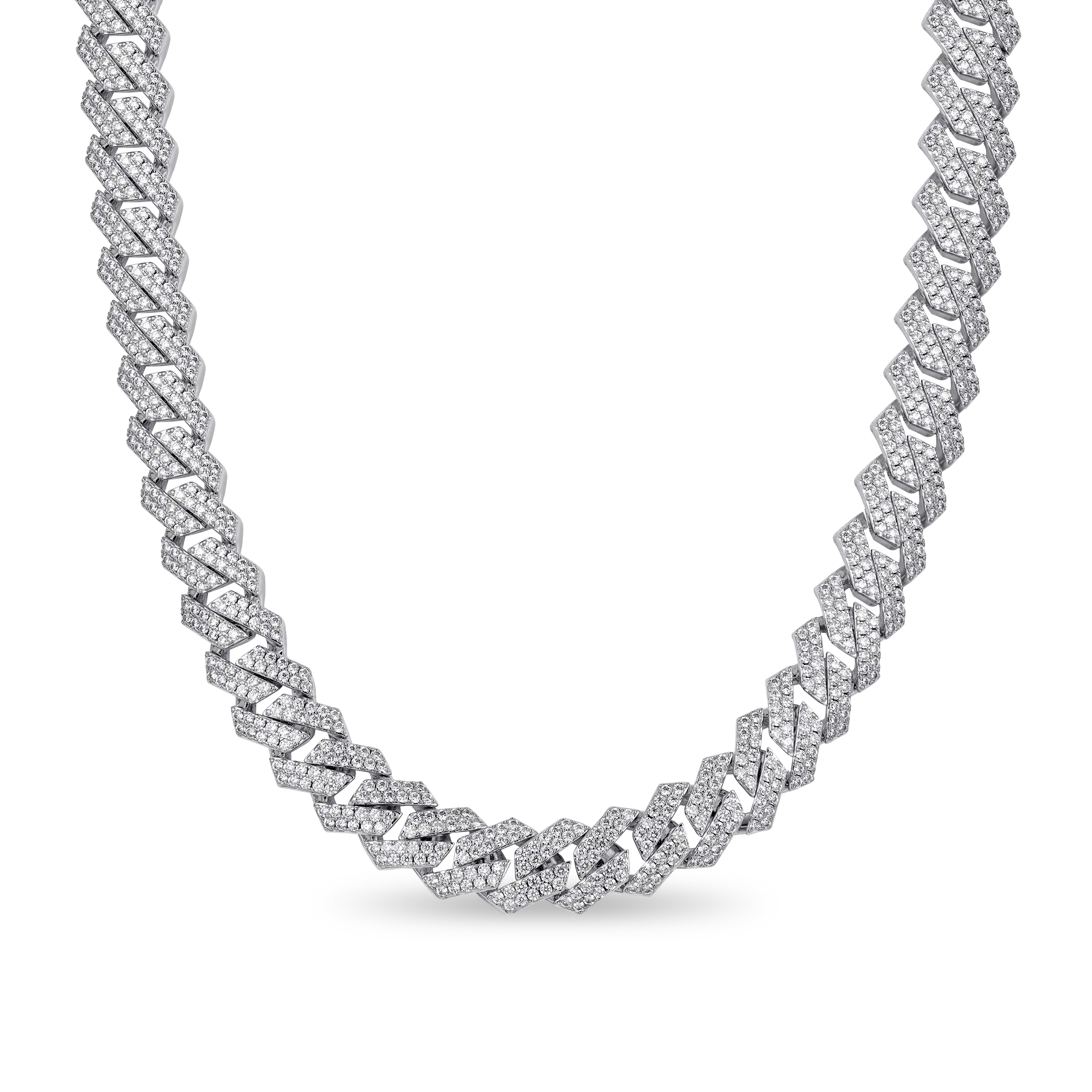 Women's Round Cut Prong Cuban Link Chain - 12mm