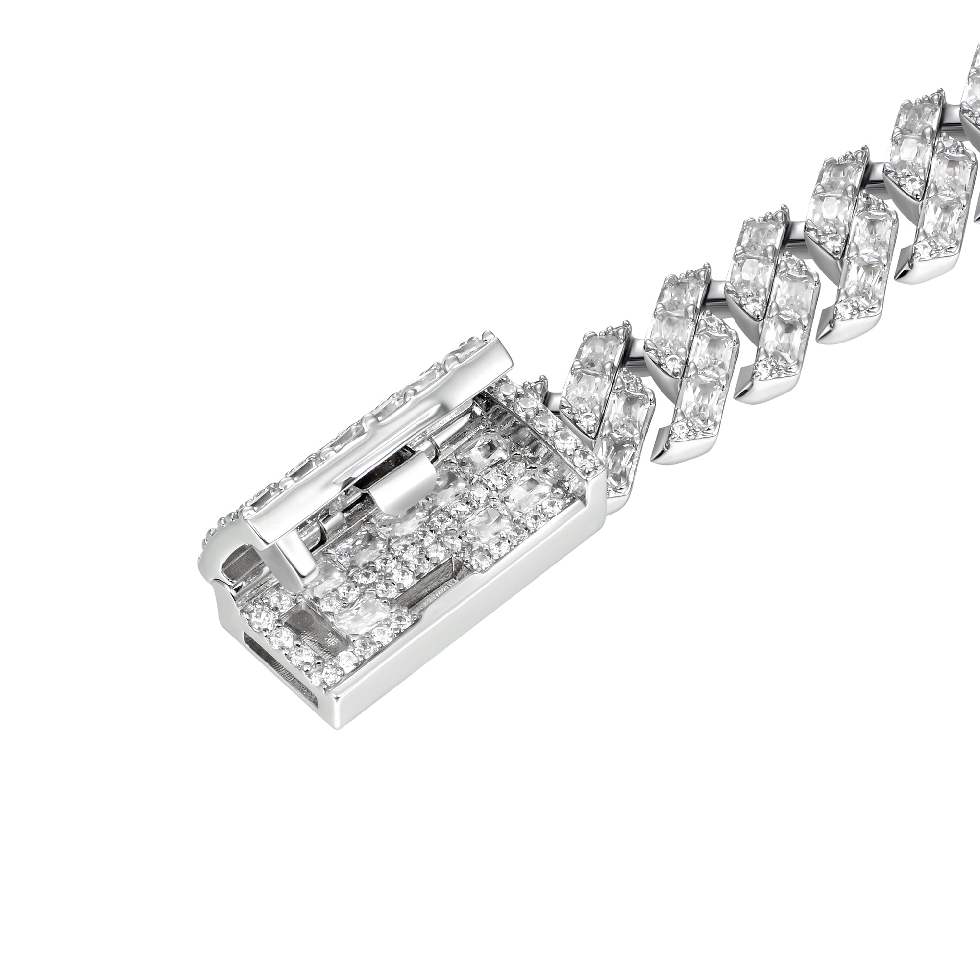 Emerald Cut Prong Cuban Link Chain - 10mm