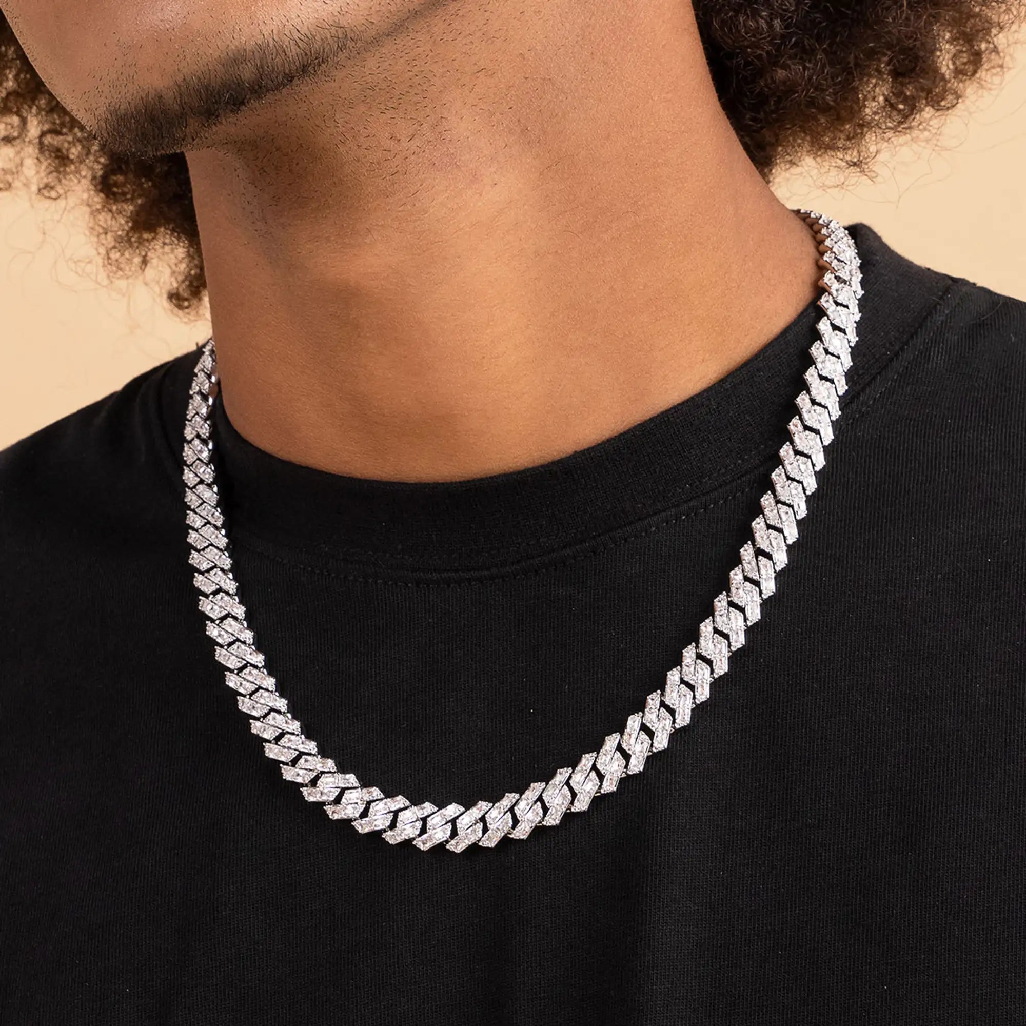 Moissanite Emerald Cut Prong Cuban Link Chain - 10mm