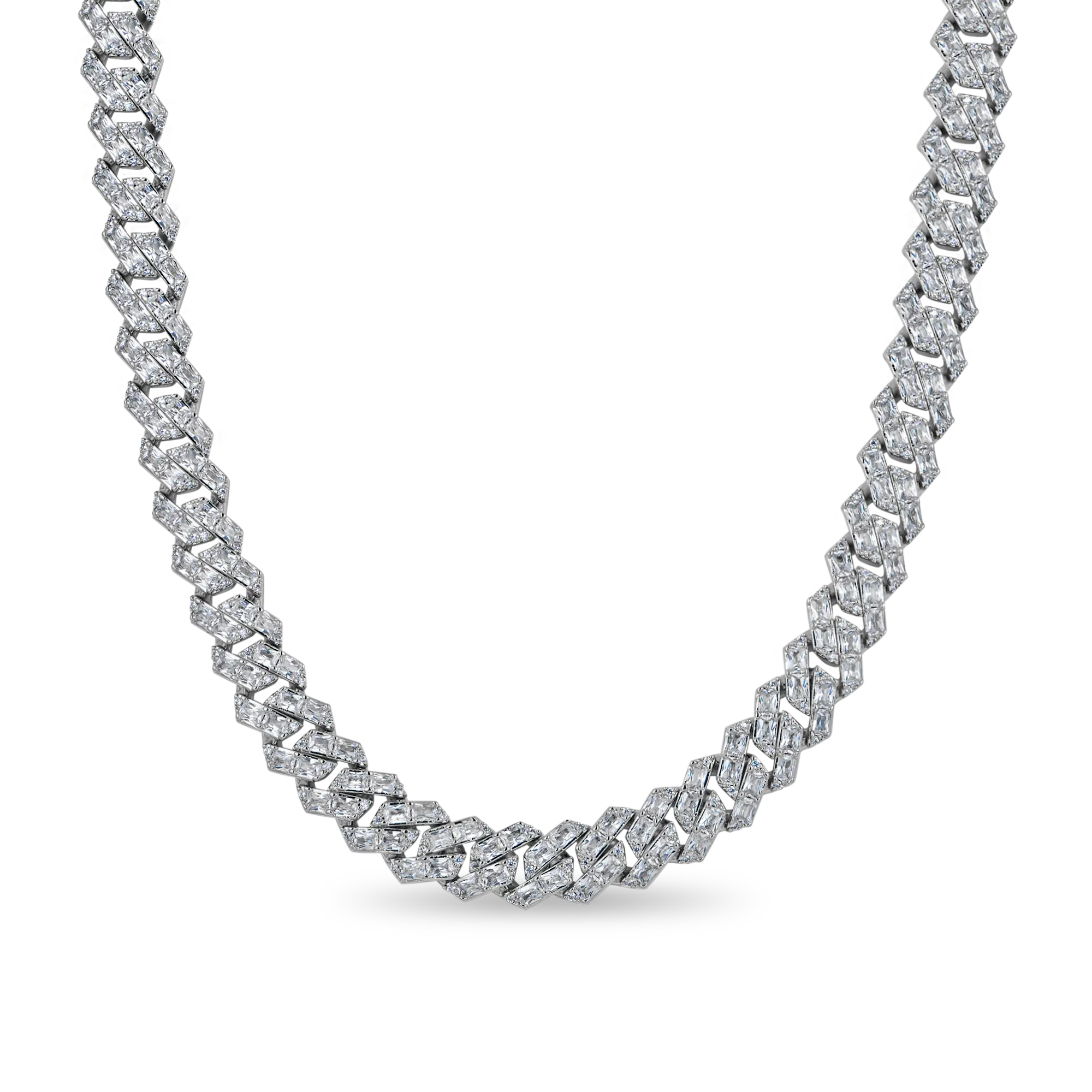 MOISSANITE ESMERALD CUT PRONG CADENA CUBANA CUBANA - 12 mm