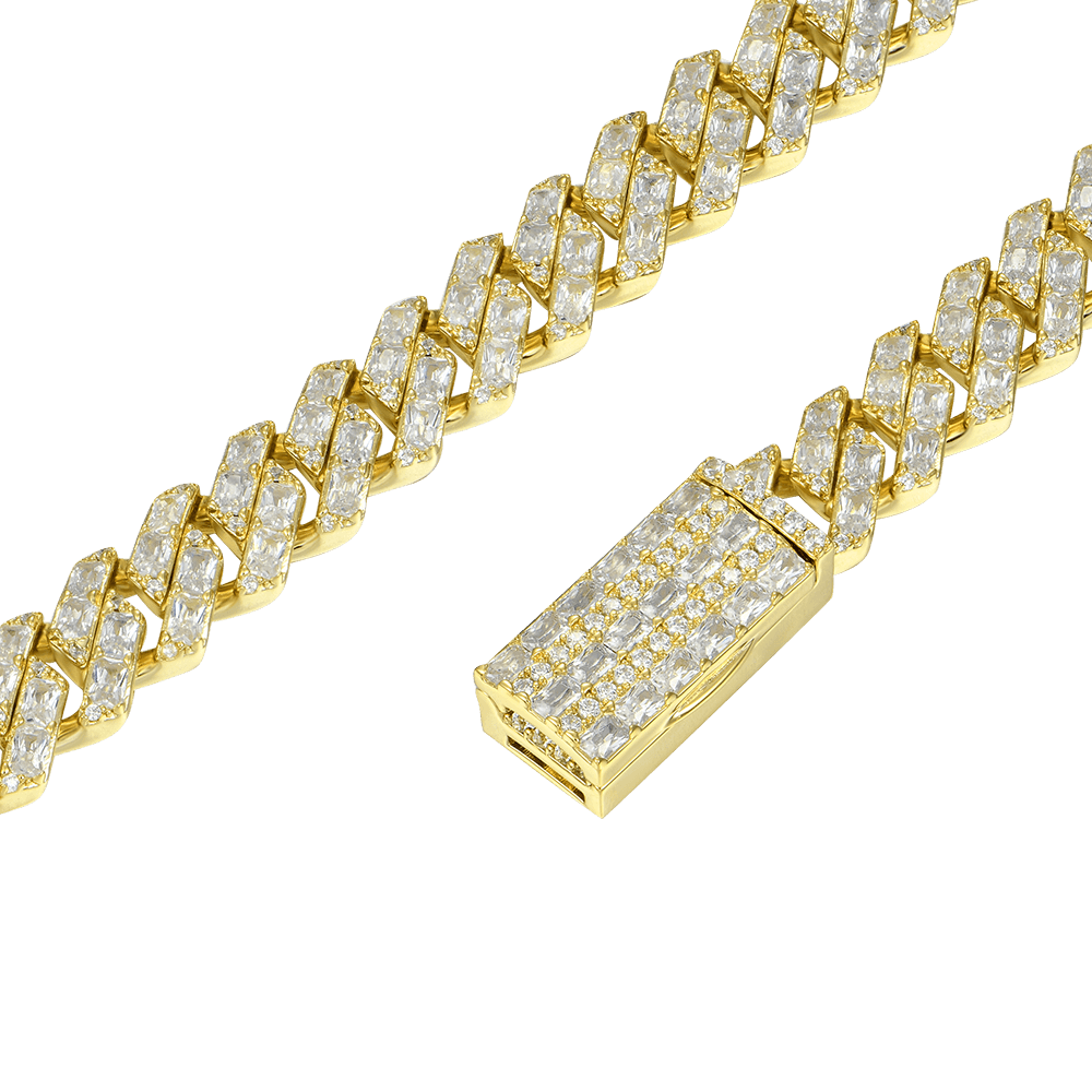 Moissanite Emerald Cut Prong Cuban Link Chain - 10mm