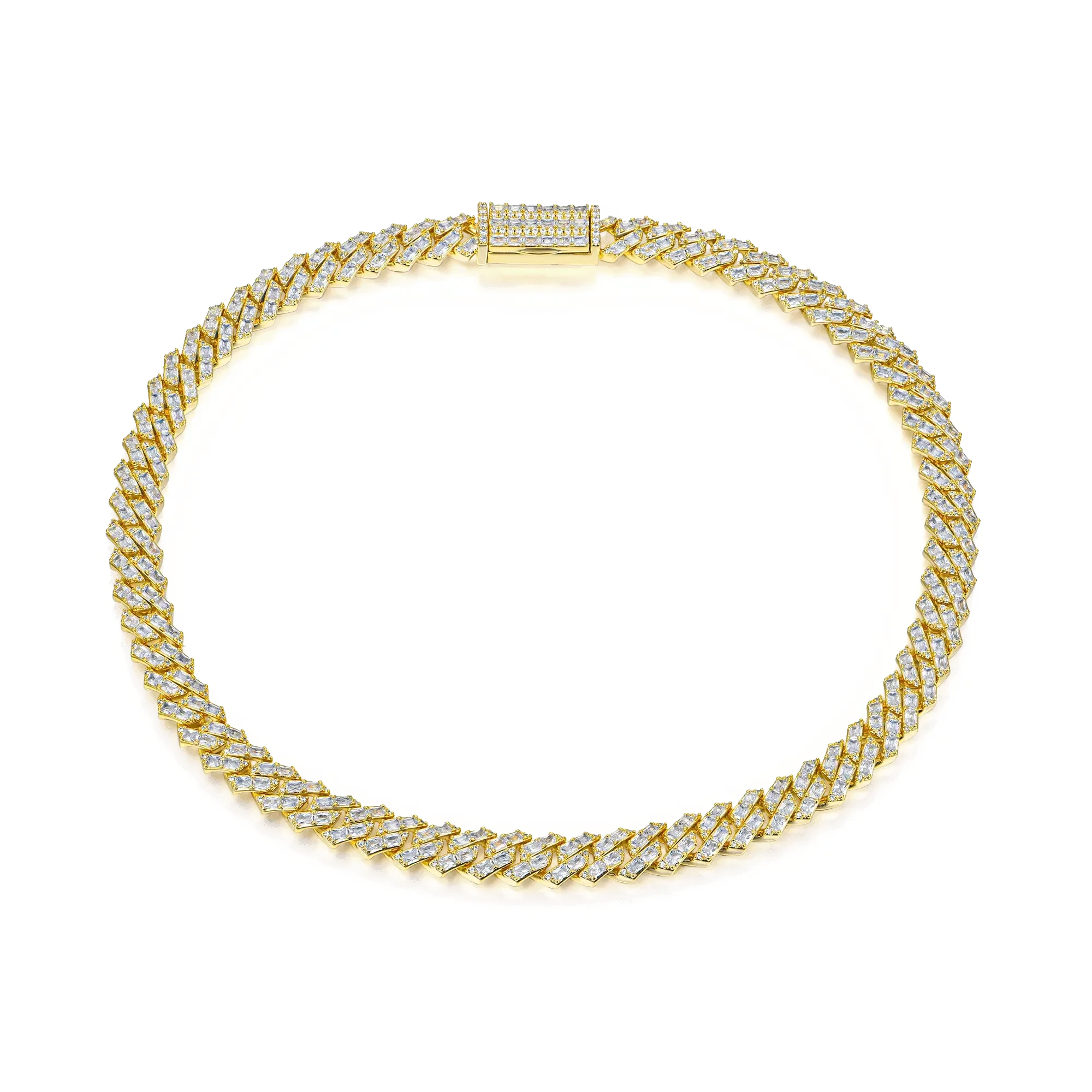 Moissanite Emerald Cut Prong Cuban Link Chain - 10mm