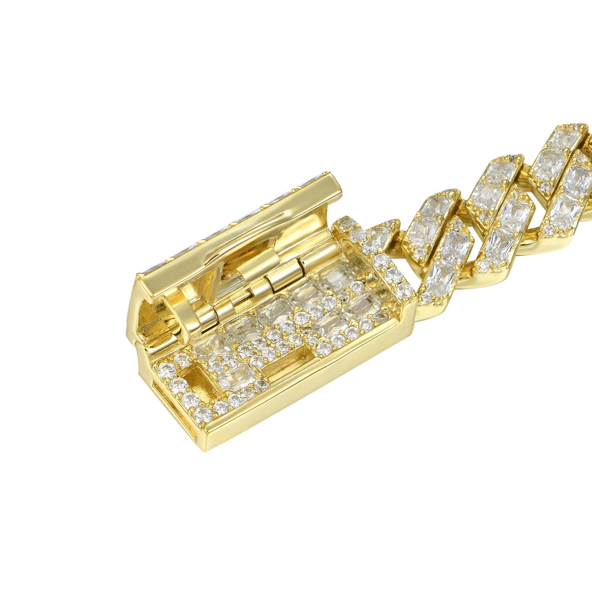 Emerald Cut Prong Cuban Link Chain - 10mm