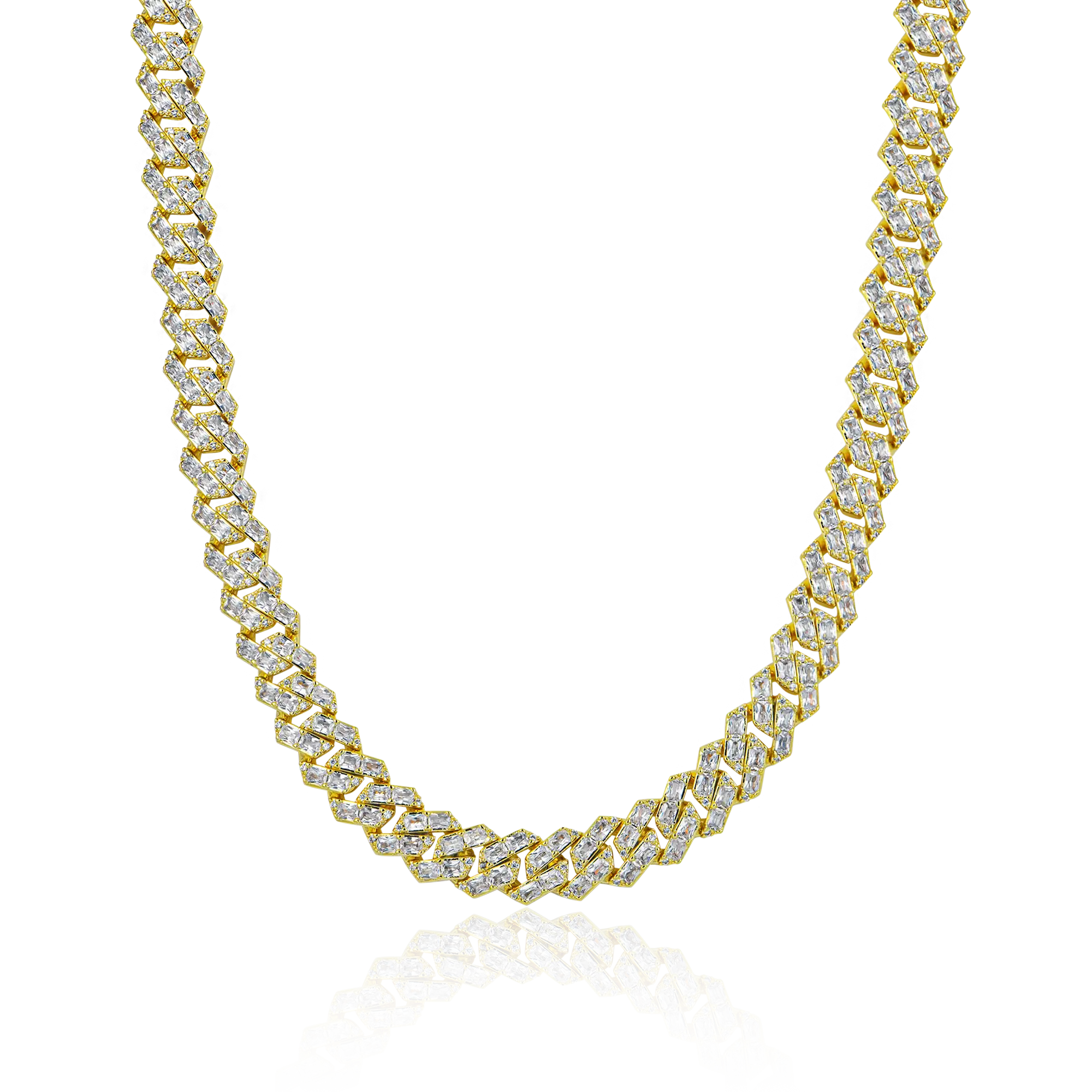 Emerald Cut Prong Cuban Link Chain - 10mm