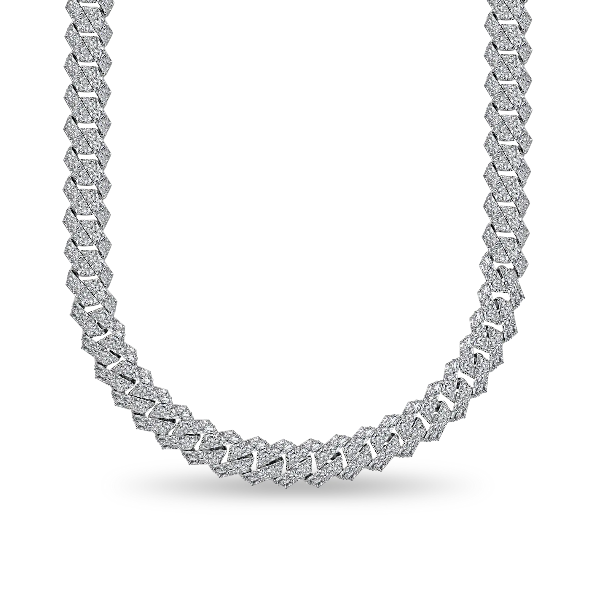 MOISSANITE ESMERALD CUT PRONG CADENA CUBANA CUBANA - 15 mm