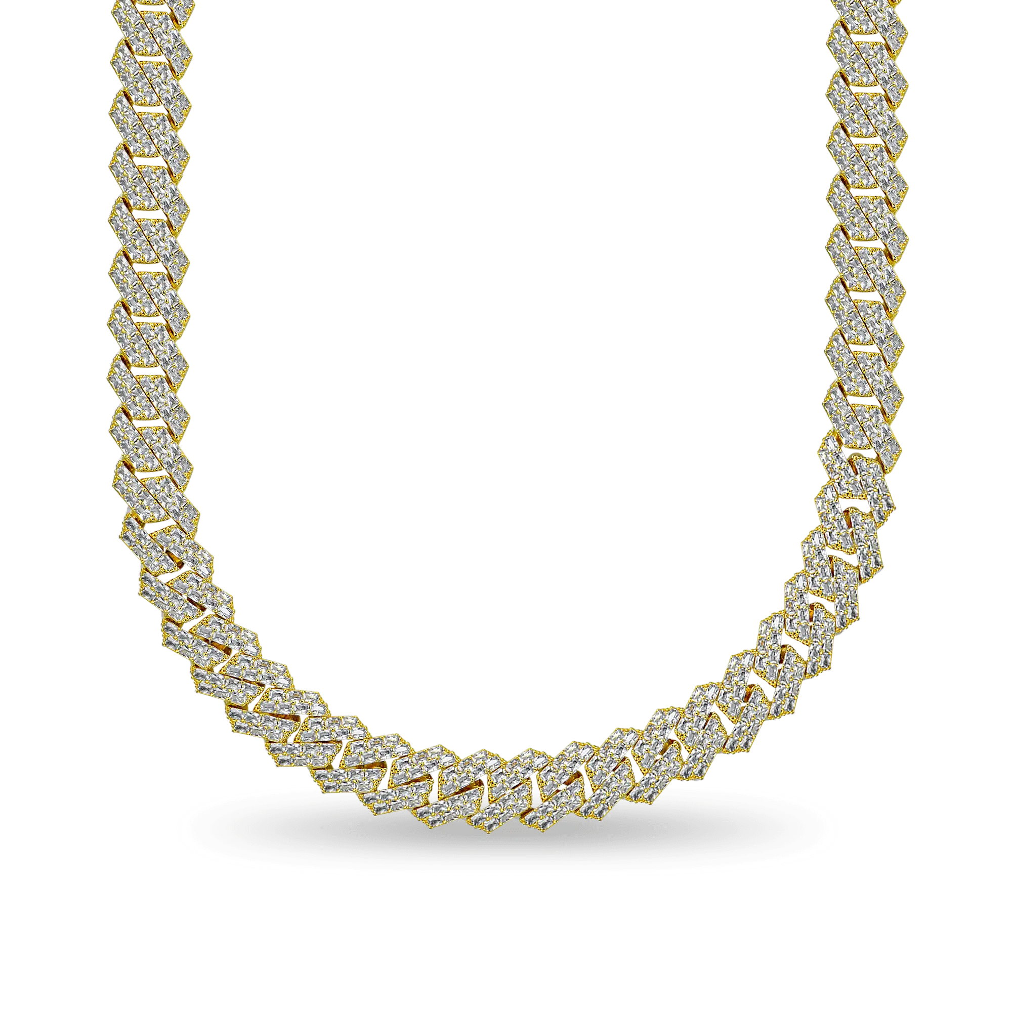 MOISSANITE ESMERALD CUT PRONG CADENA CUBANA CUBANA - 15 mm