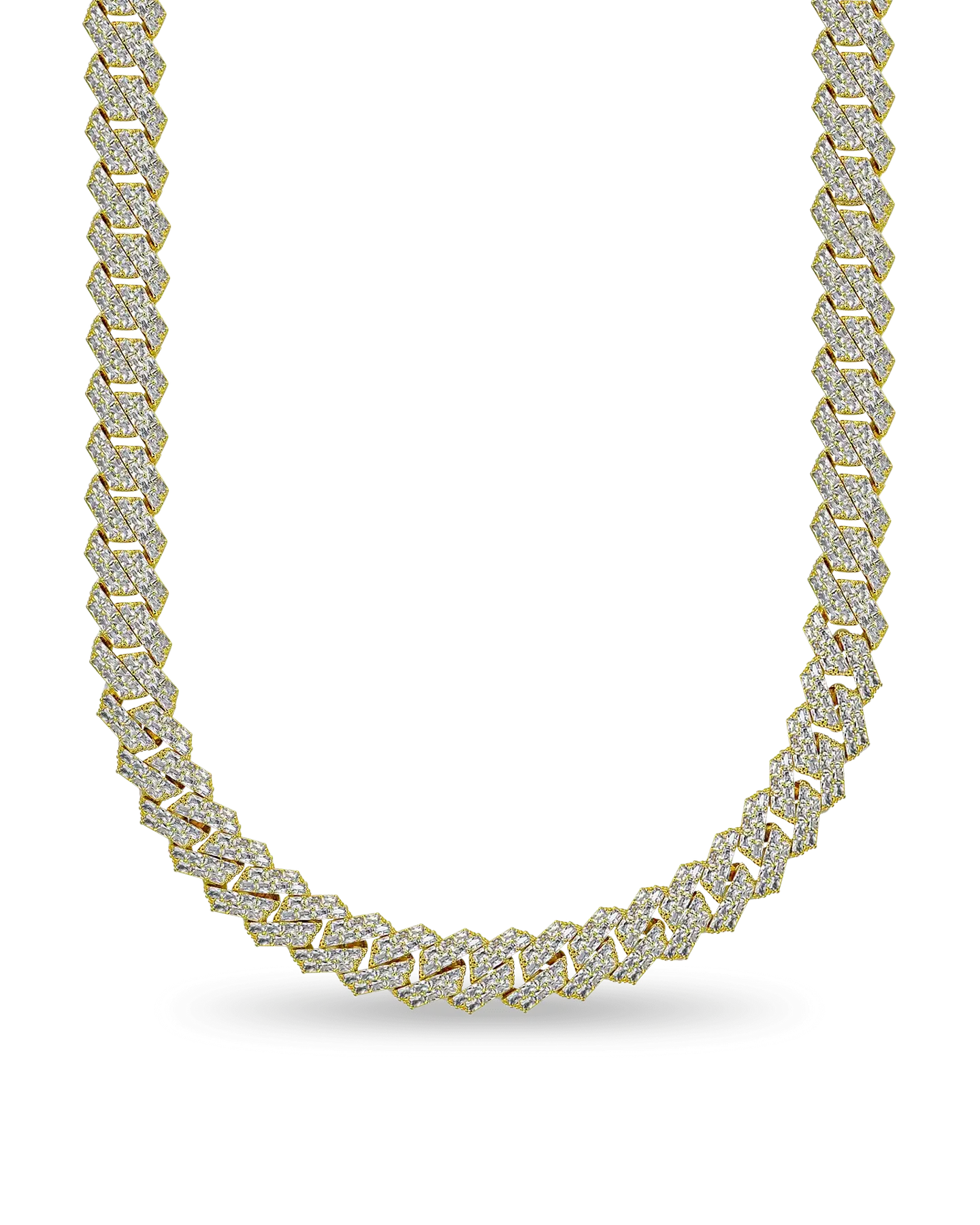 Emerald Cut Prong Cuban Link Chain - 15mm