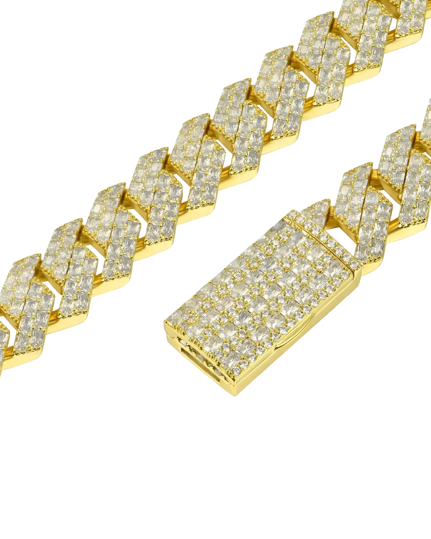 Emerald Cut Prong Cuban Link Chain - 15mm
