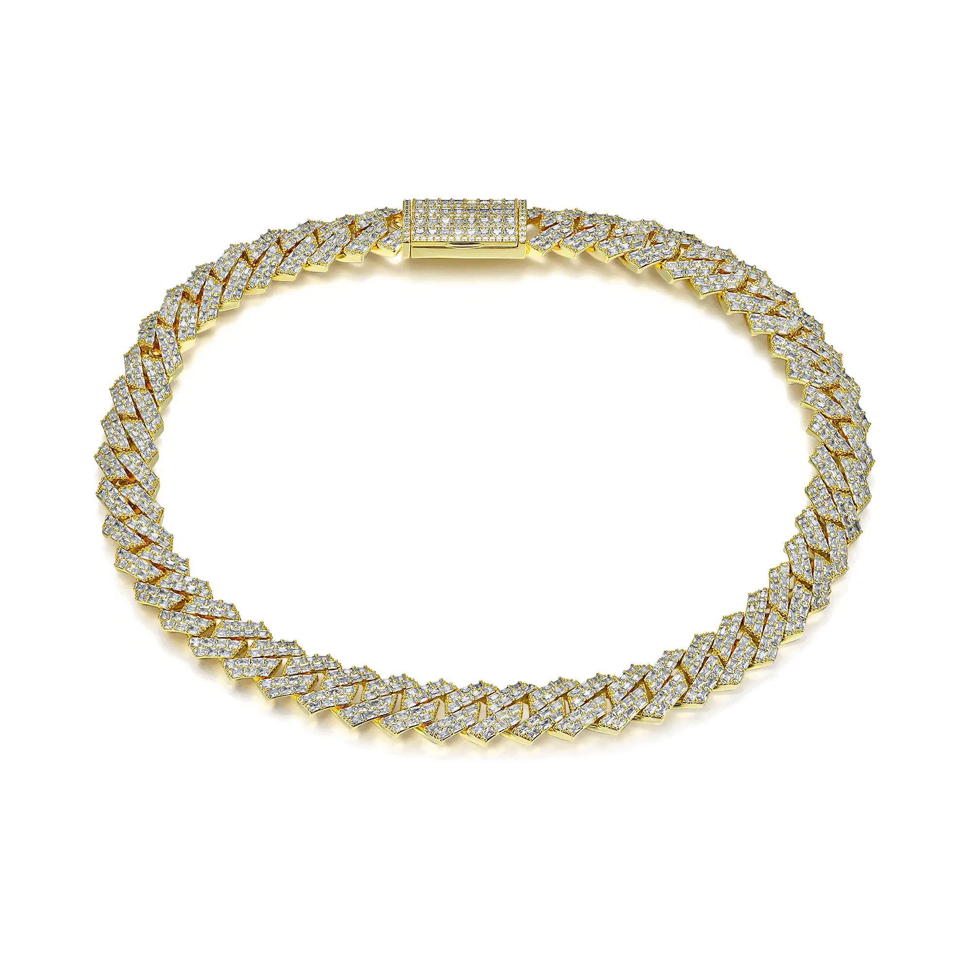 MOISSANITE ESMERALD CUT PRONG CADENA CUBANA CUBANA - 15 mm