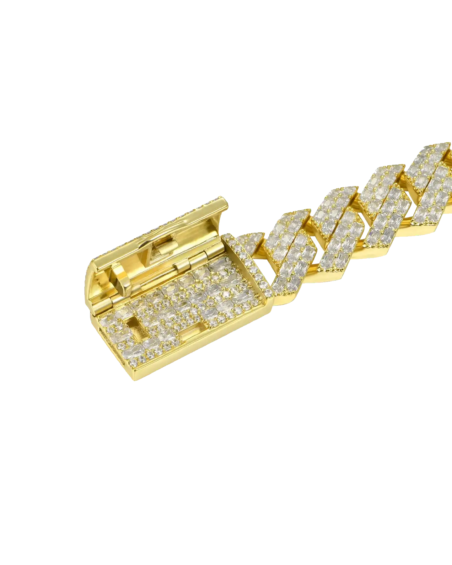 Emerald Cut Prong Cuban Link Chain - 15mm
