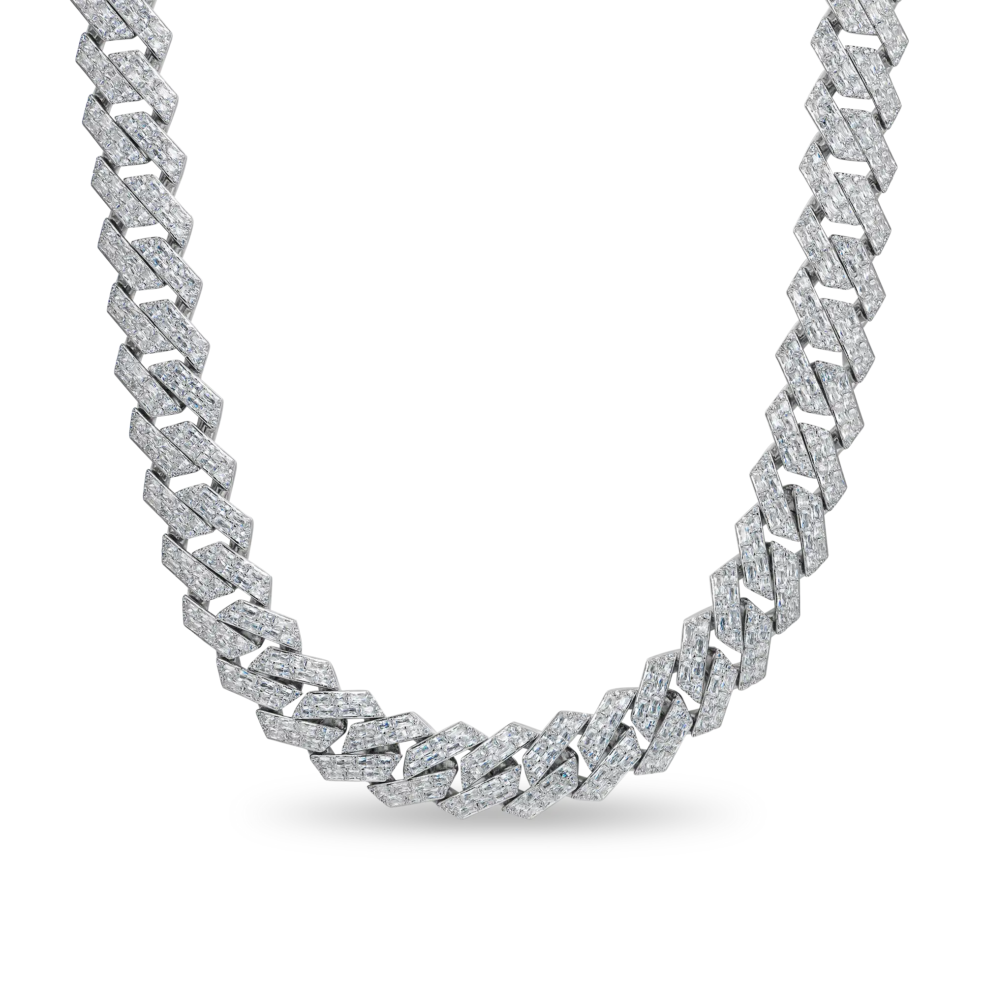 MOISSANITE ESMERALD CUT PRONG CADENA CUBANA CUBRA - 19 mm