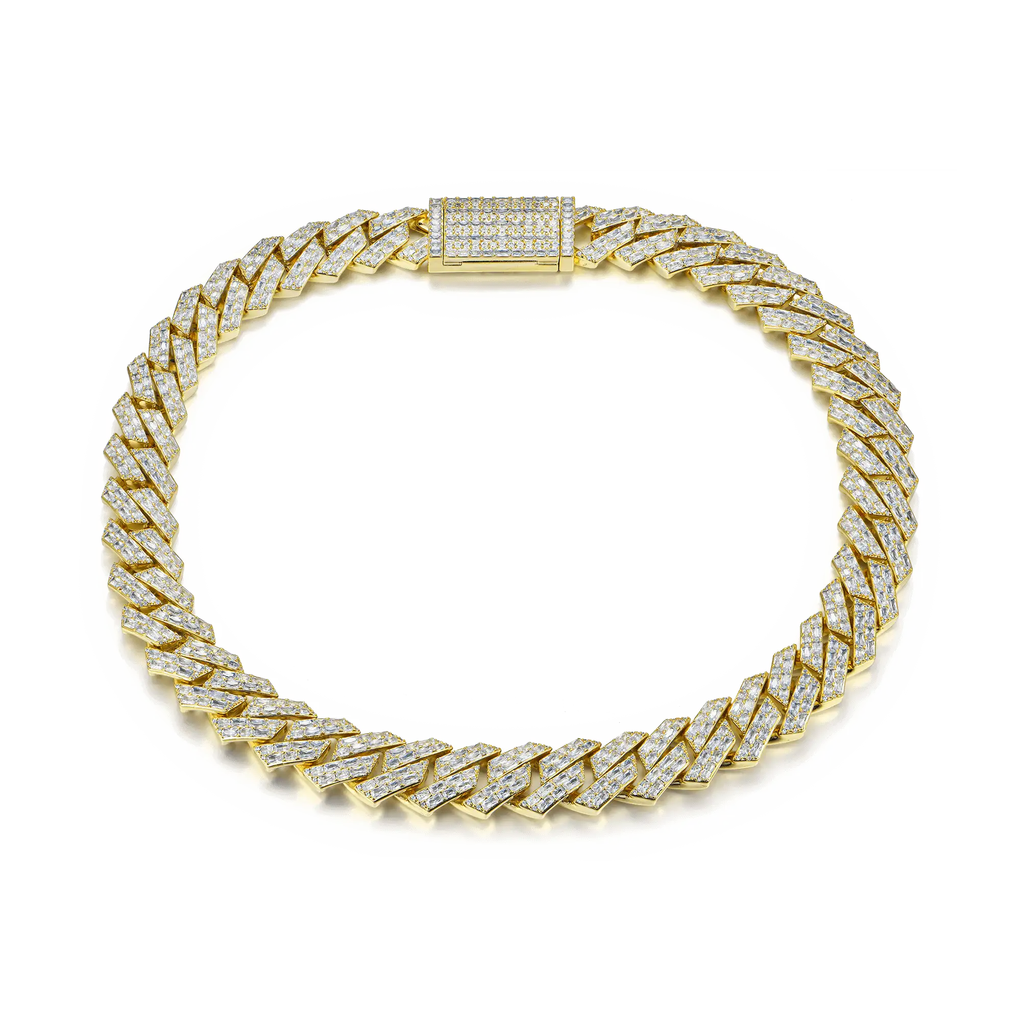 MOISSANITE ESMERALD CUT PRONG CADENA CUBANA CUBRA - 19 mm
