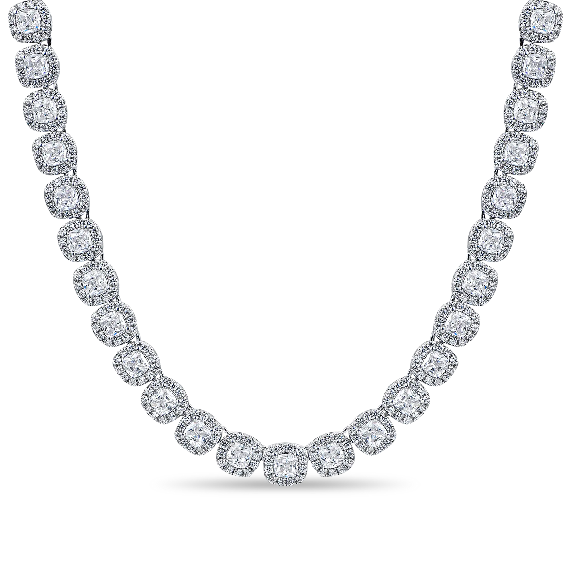 Youth Cushion-Cut Clustered Tennis Chain - 7mm