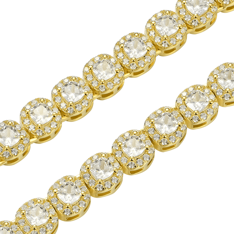 Cushion Cut Clustered Tennis Chain - 7mm