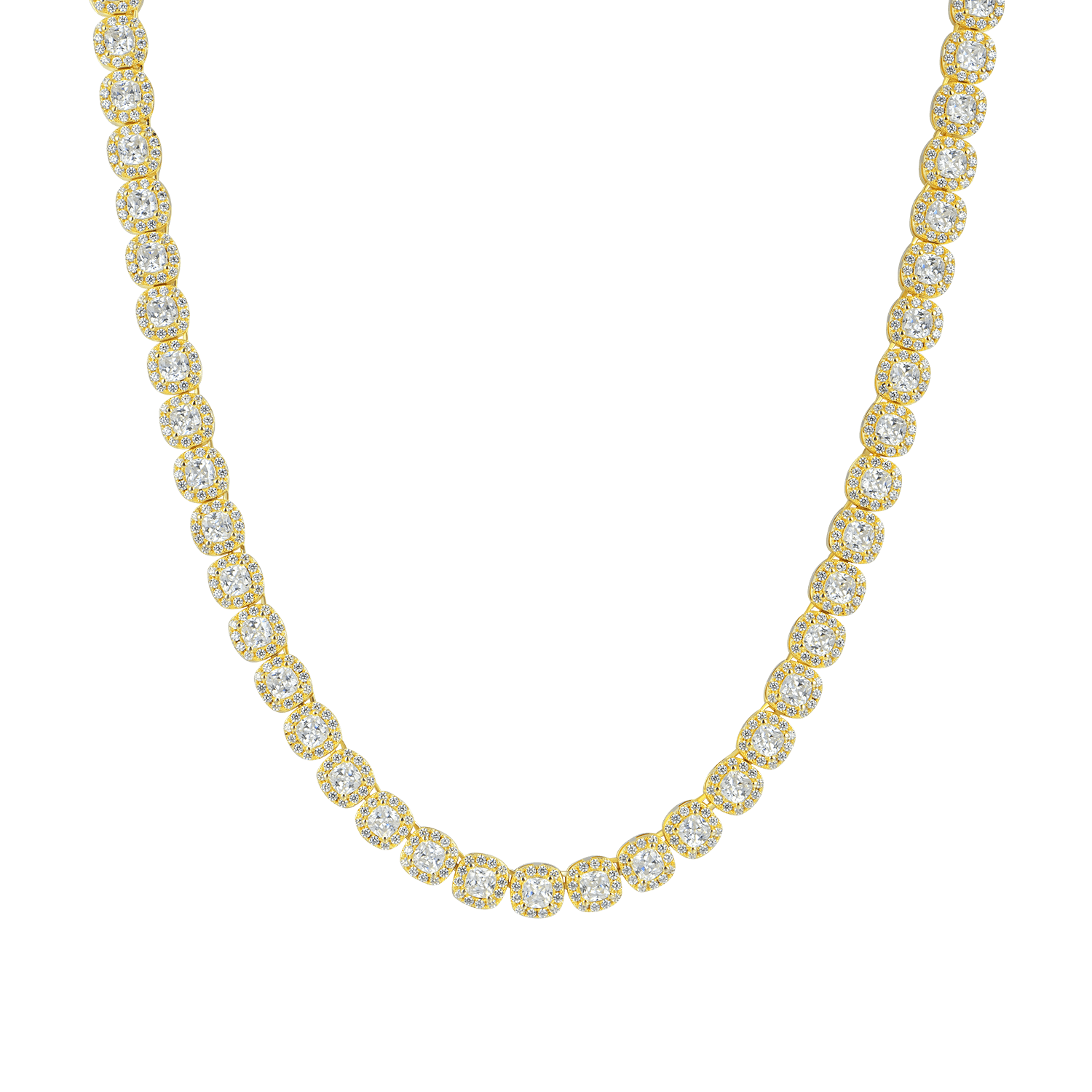 Youth Cushion-Cut Clustered Tennis Chain - 7mm