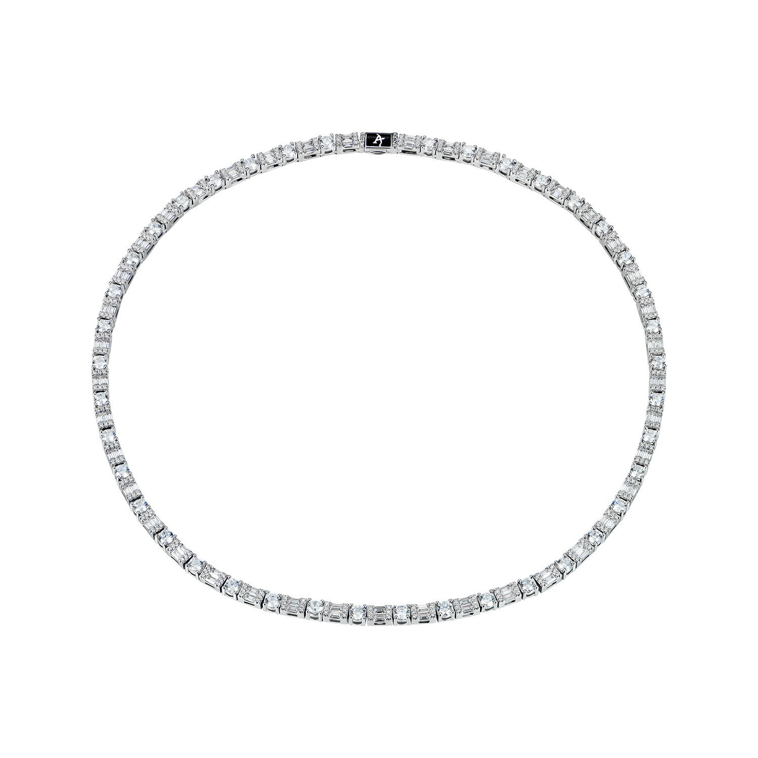 Moissanite Baguette Mix Round Cut Cluster Tennis Chain - 4mm