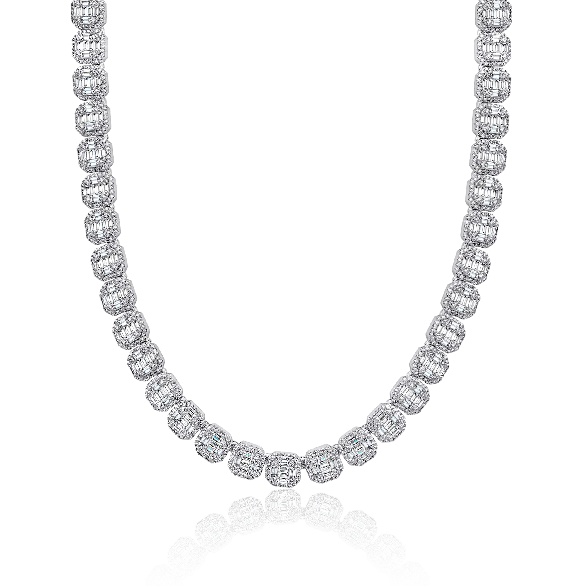 Baguette Clustered Tennis Chain - 8mm