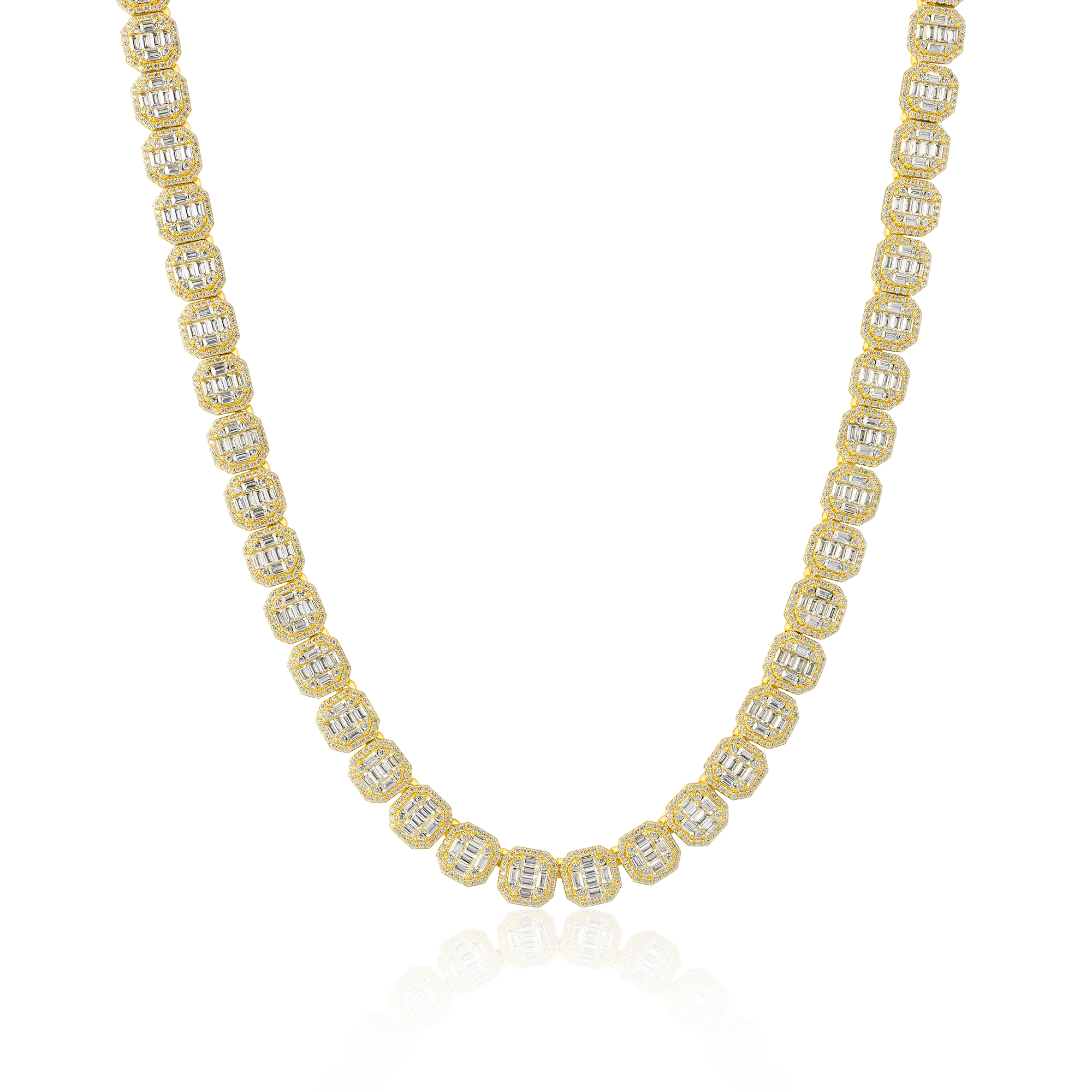 Baguette Clustered Tennis Chain - 8mm