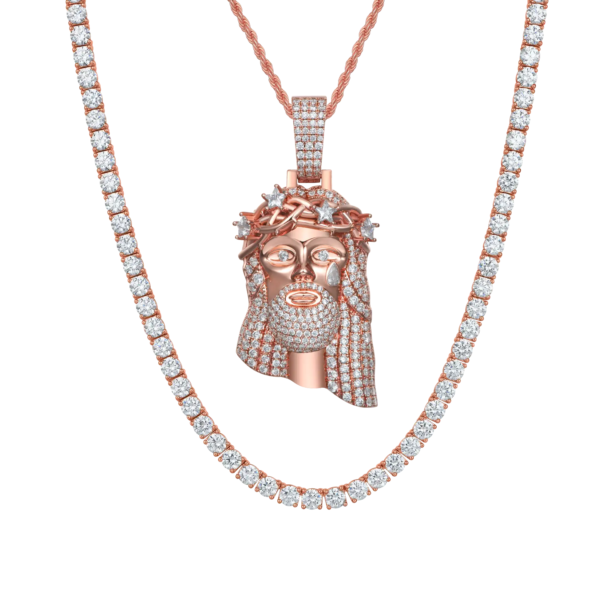 Stellar Jesus Pendant + Tennis Chain Gift Set