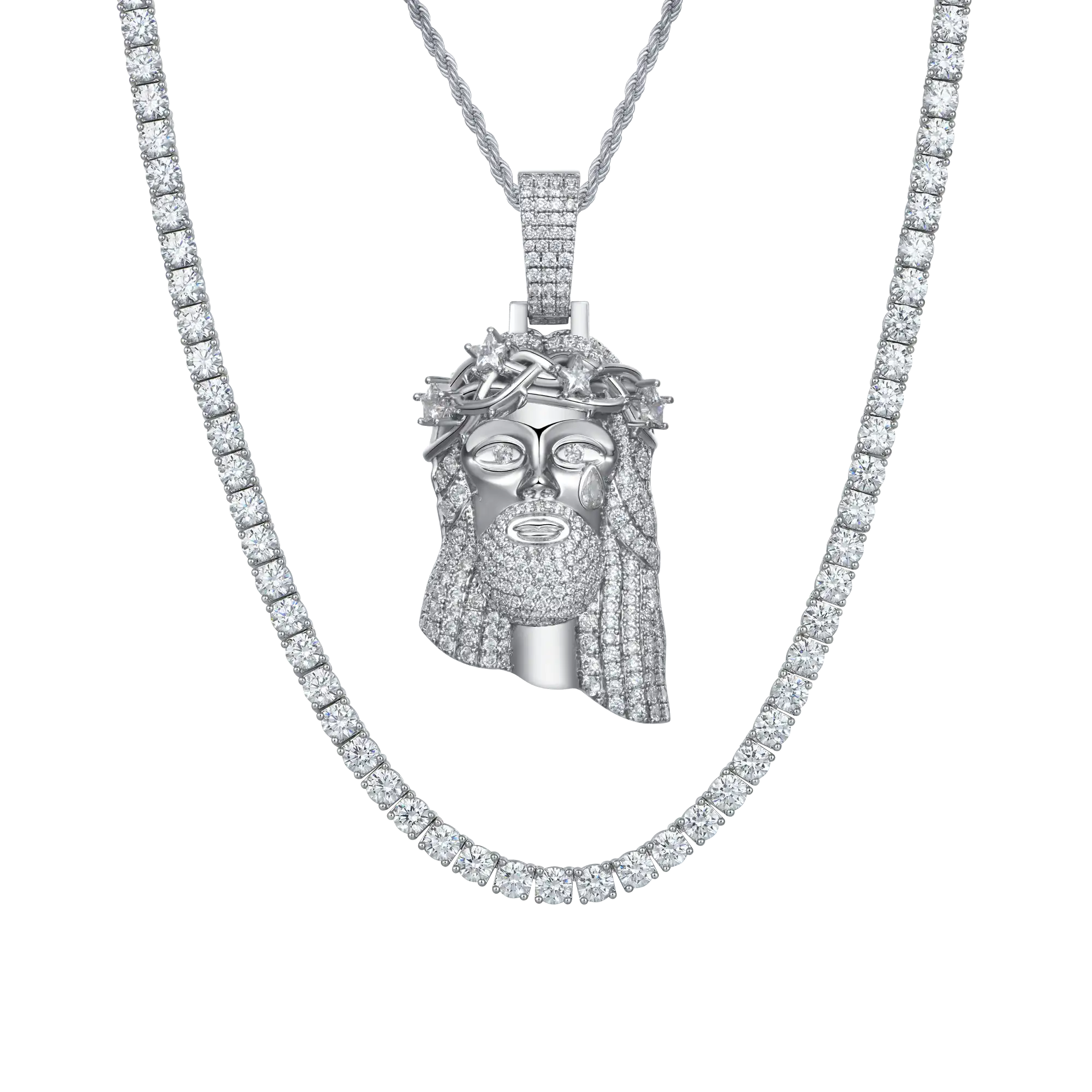 Stellar Jesus Pendant + Tennis Chain Gift Set