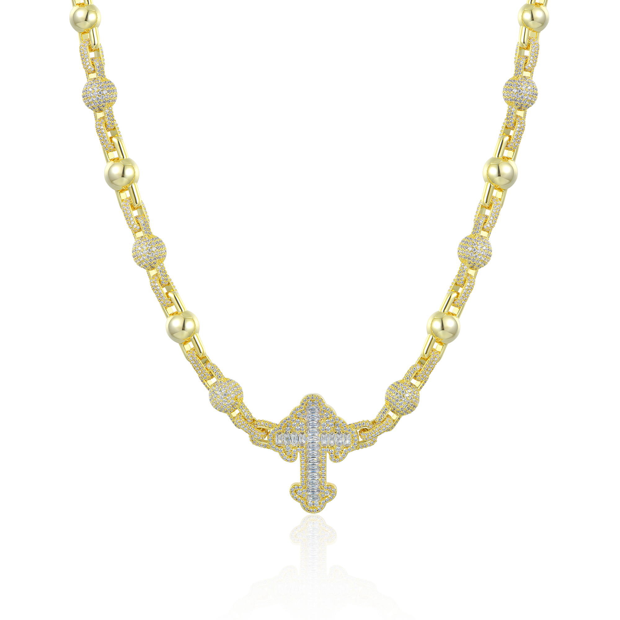 Women's Iced Cross Ball Chain