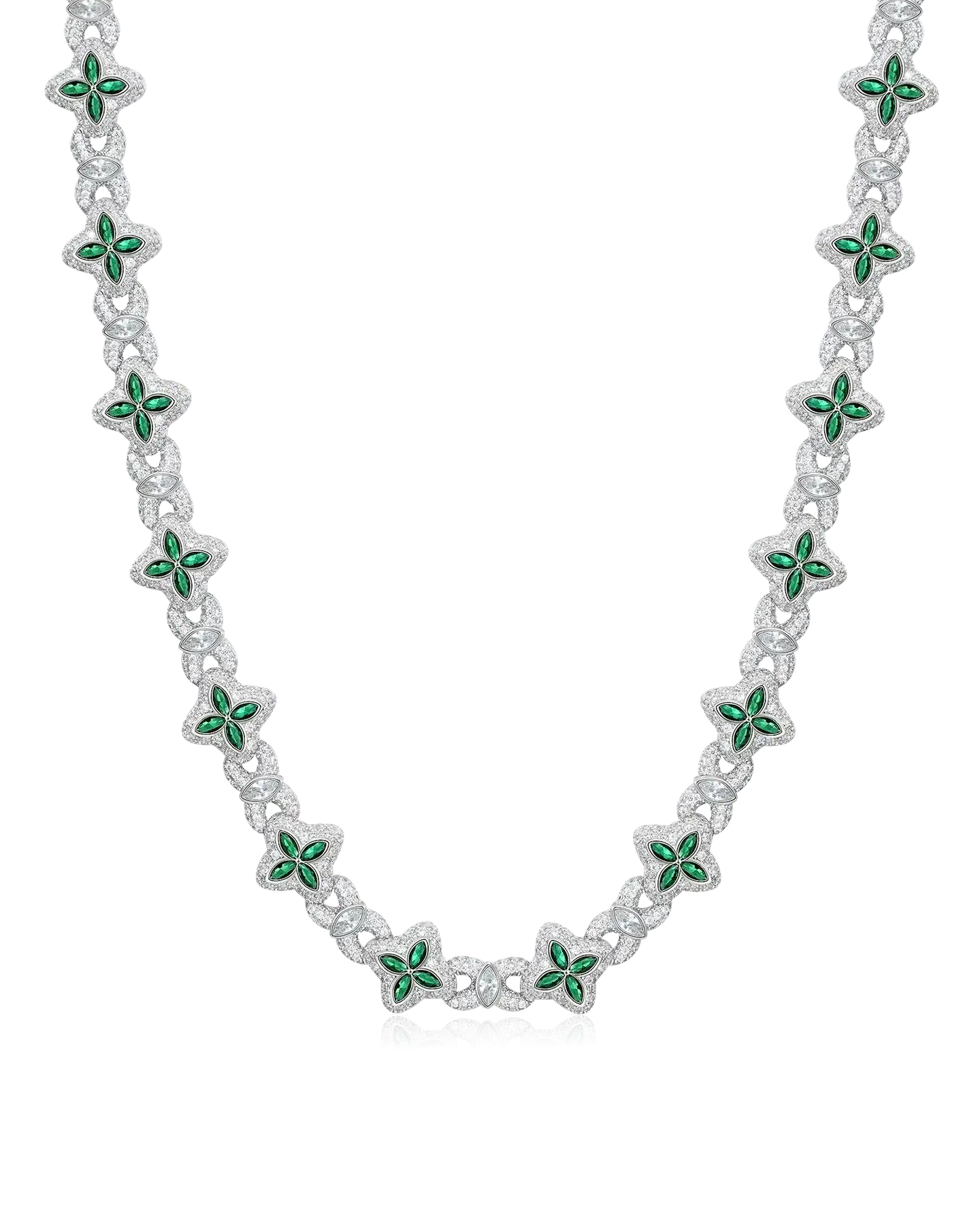 Iced Luminous Clover Necklace & Wallet Chain