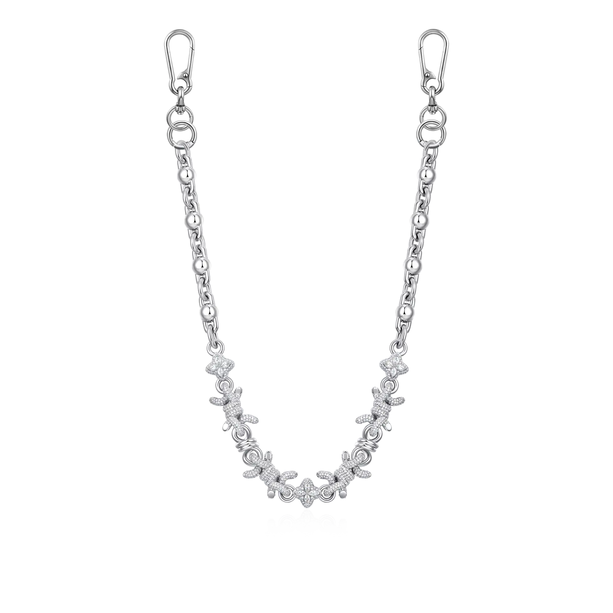 Catena di trifoglio spinato moissanite e catena del portafoglio