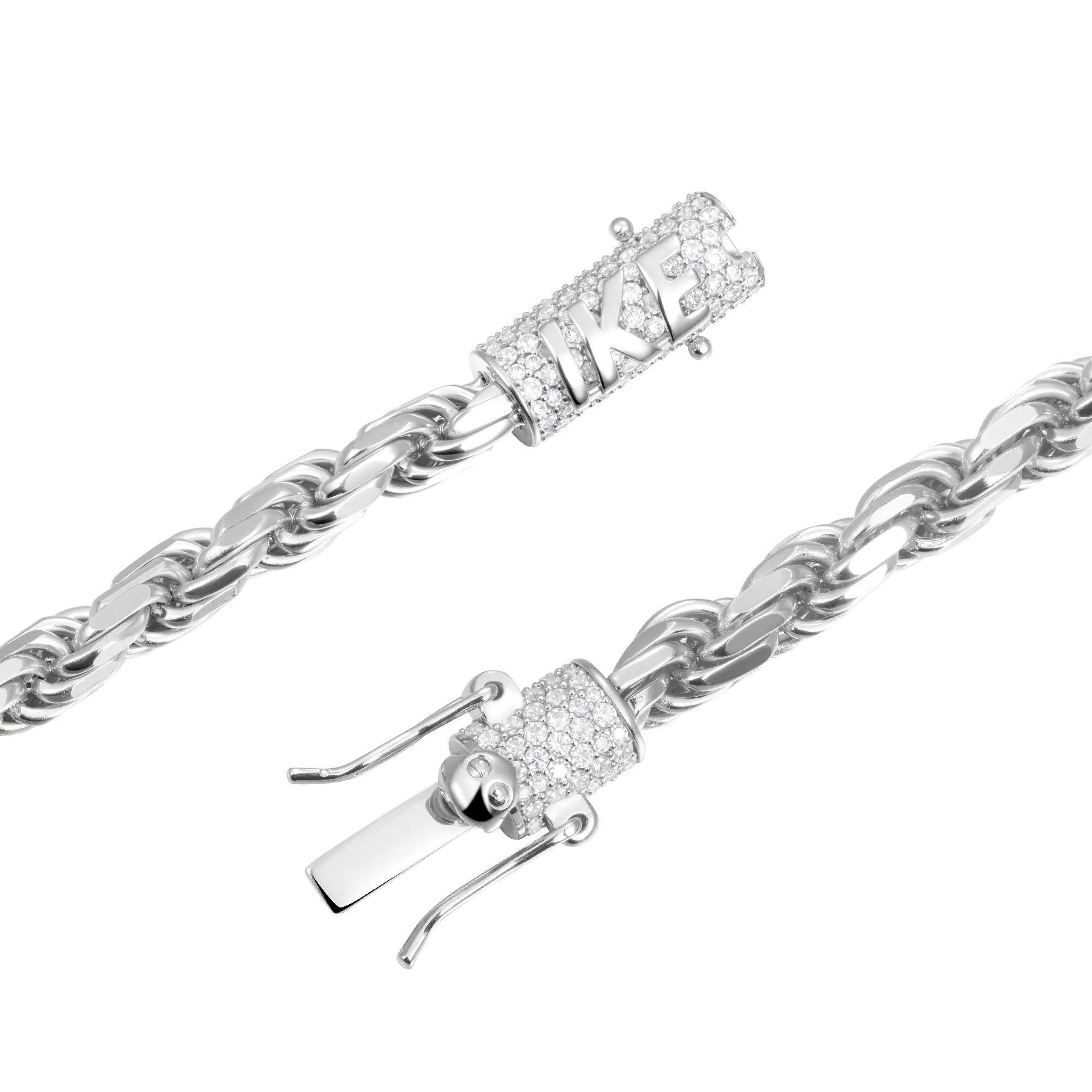 S925 Rope Chain With Moissanite Clasp - 6mm