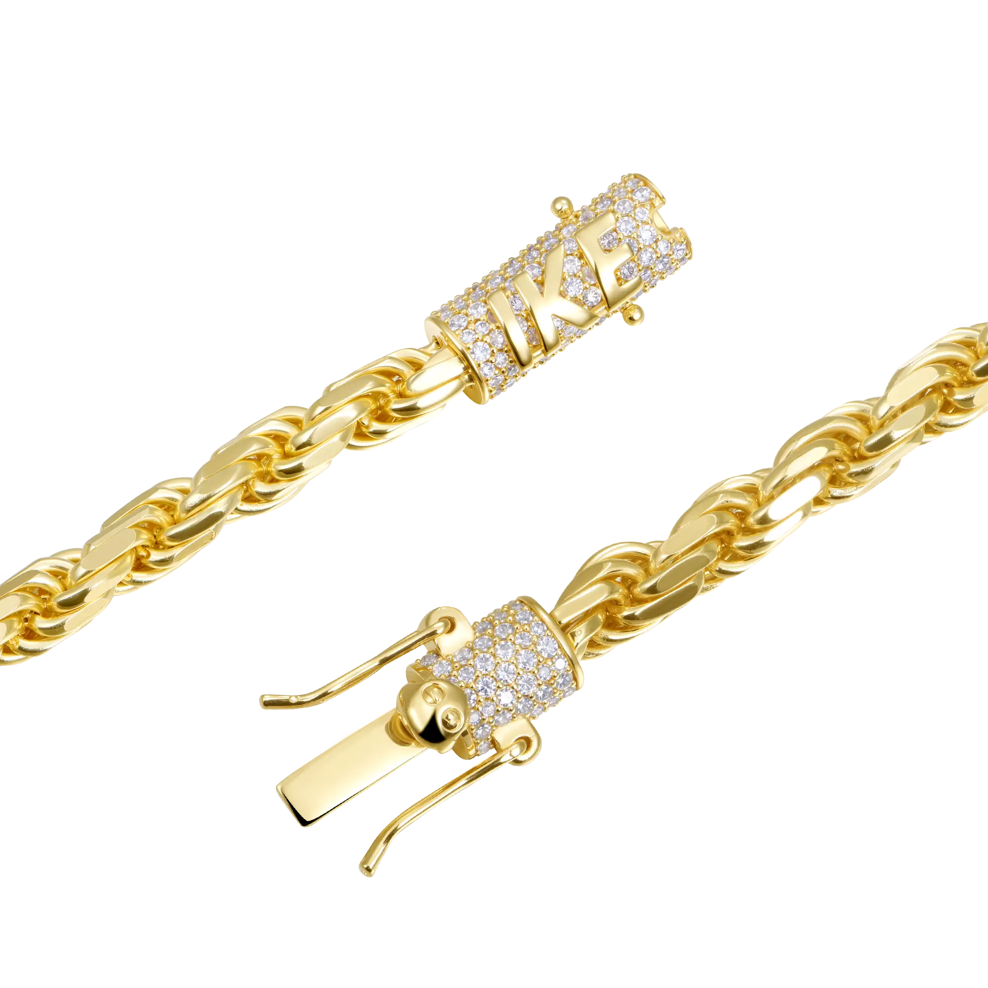 S925 Rope Chain With Moissanite Clasp - 6mm