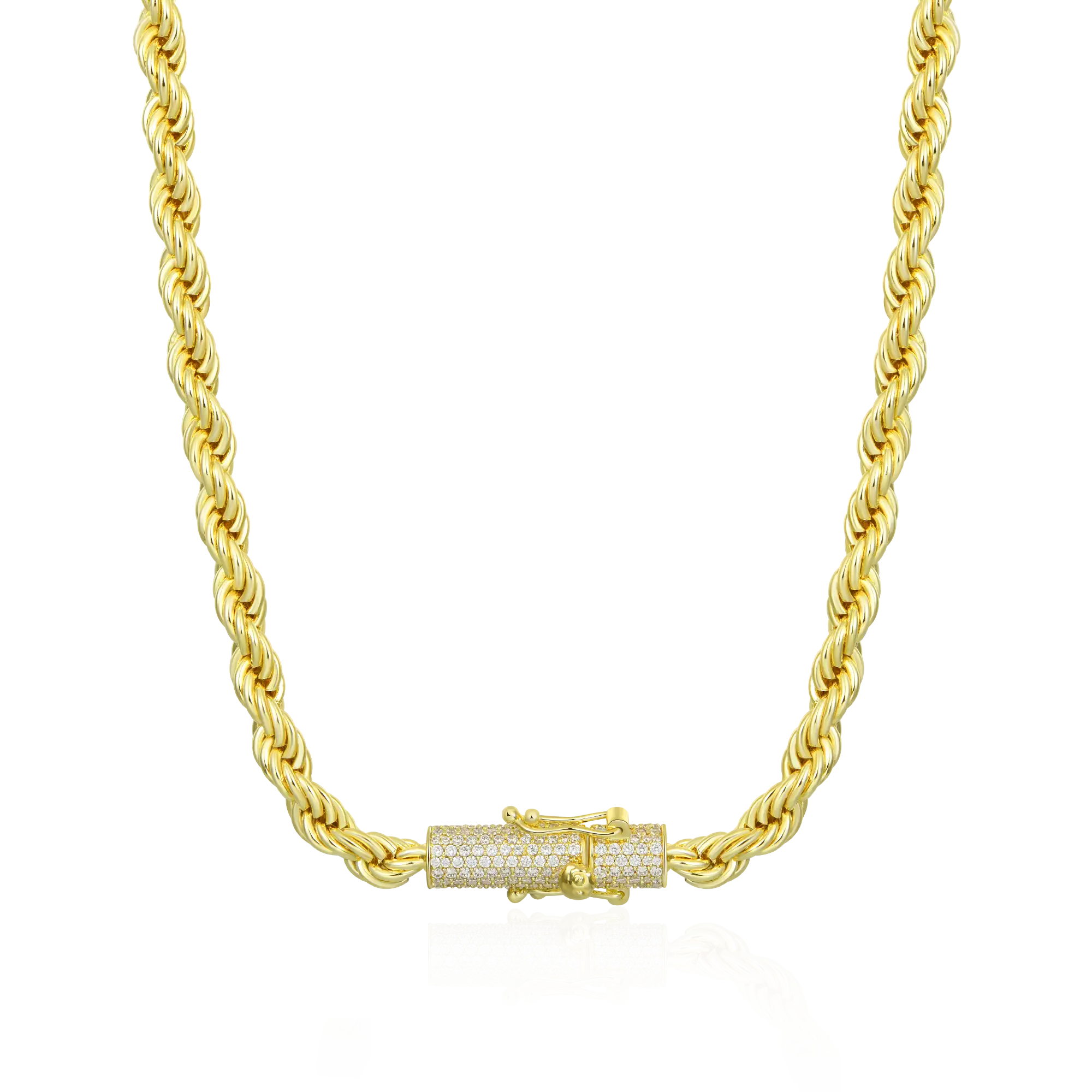Rope Chain With Iced Clasp - 6mm