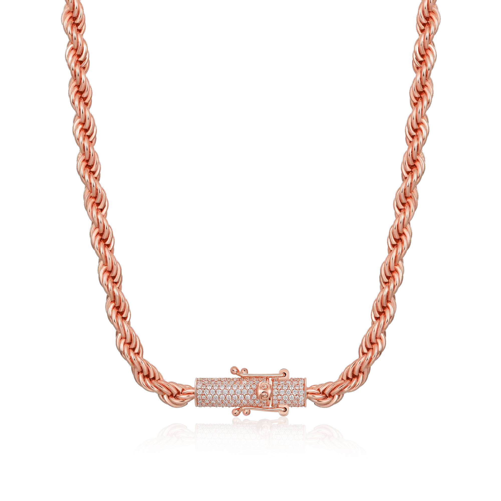 Rope Chain With Iced Clasp - 6mm