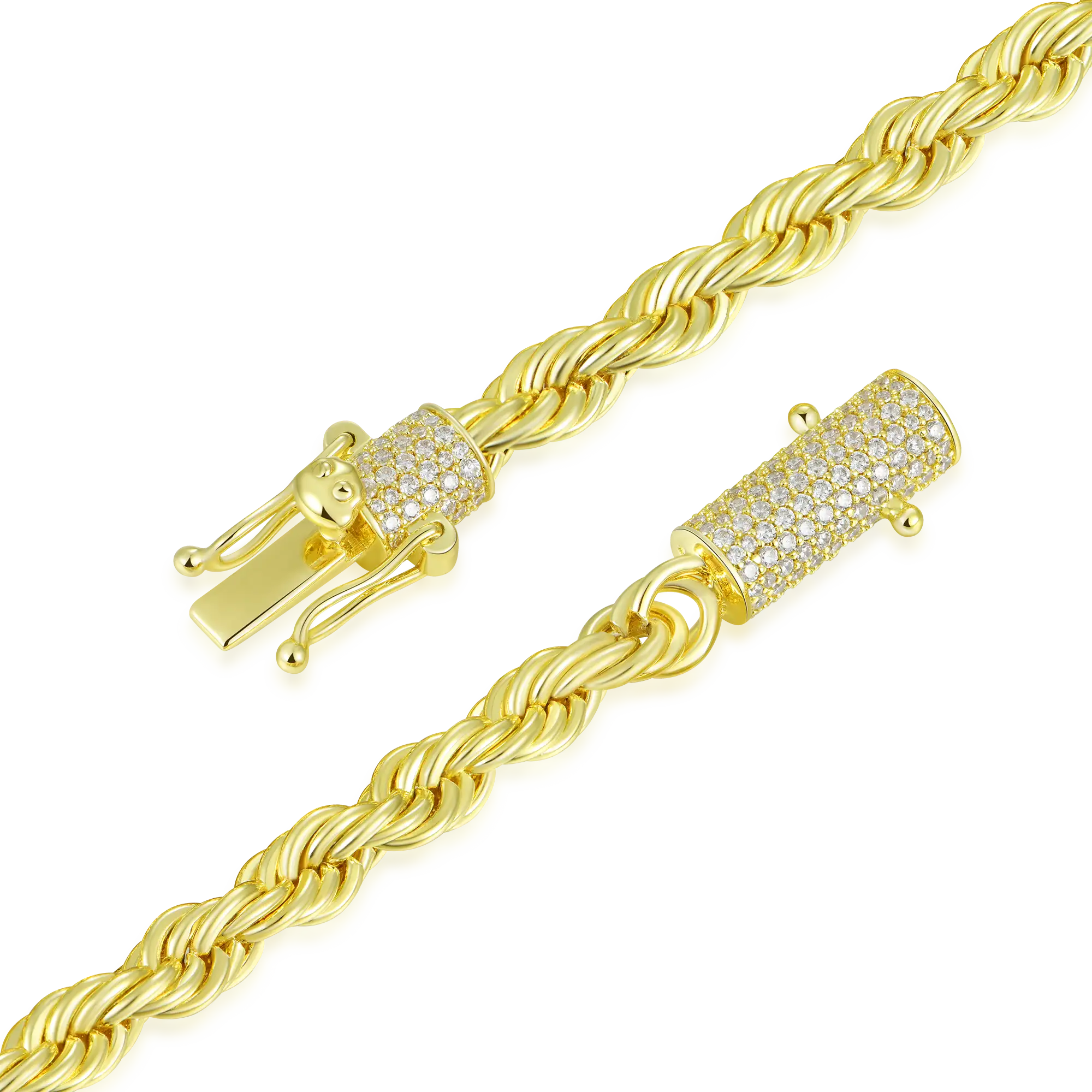 Rope Chain With Iced Clasp - 6mm