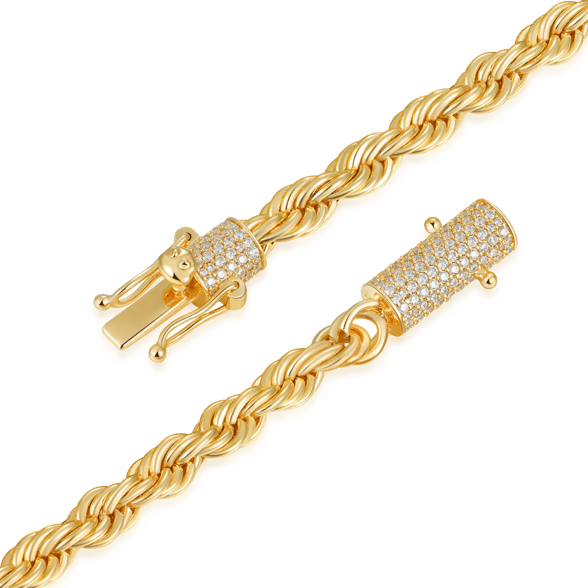 Rope Chain With Iced Clasp - 6mm