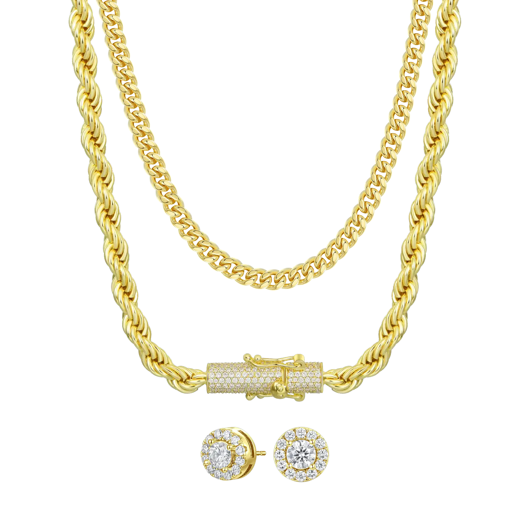 Set di catene e orecchini a bottone