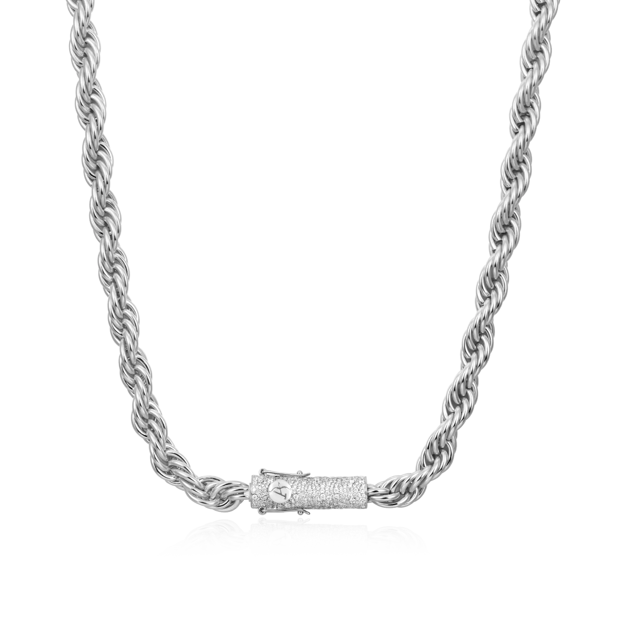 S925 Rope Chain With Moissanite Clasp - 10mm