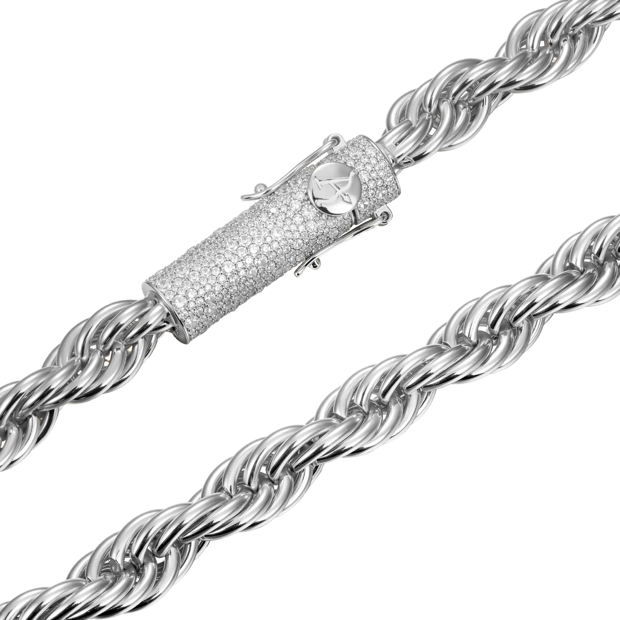 S925 Rope Chain With Moissanite Clasp - 10mm